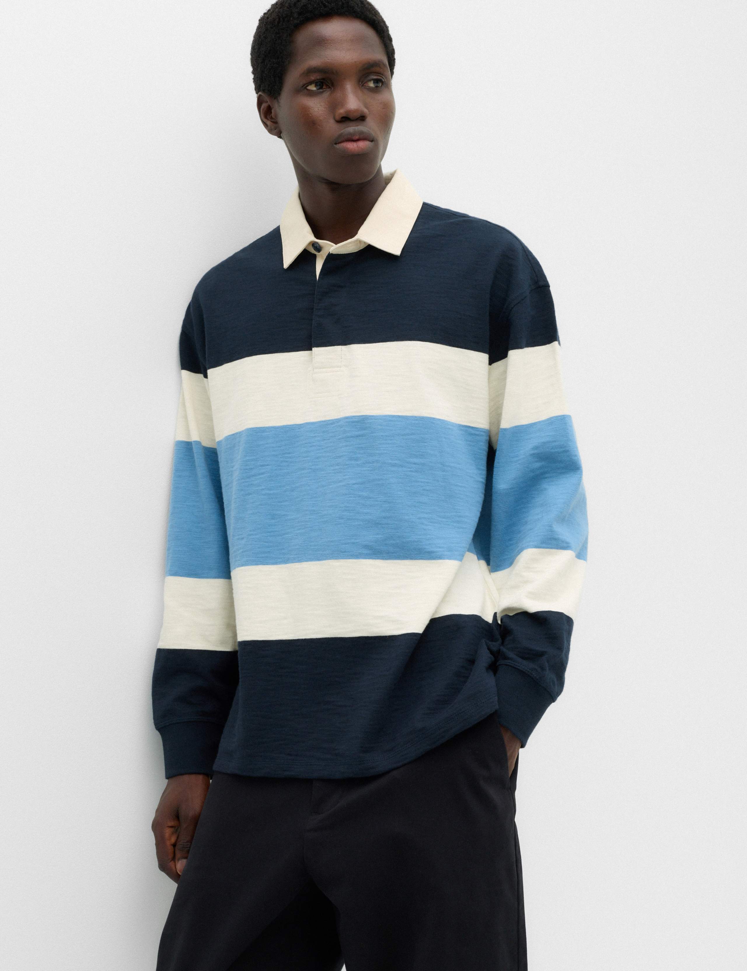 Pure Cotton Colour Block Rugby Shirt