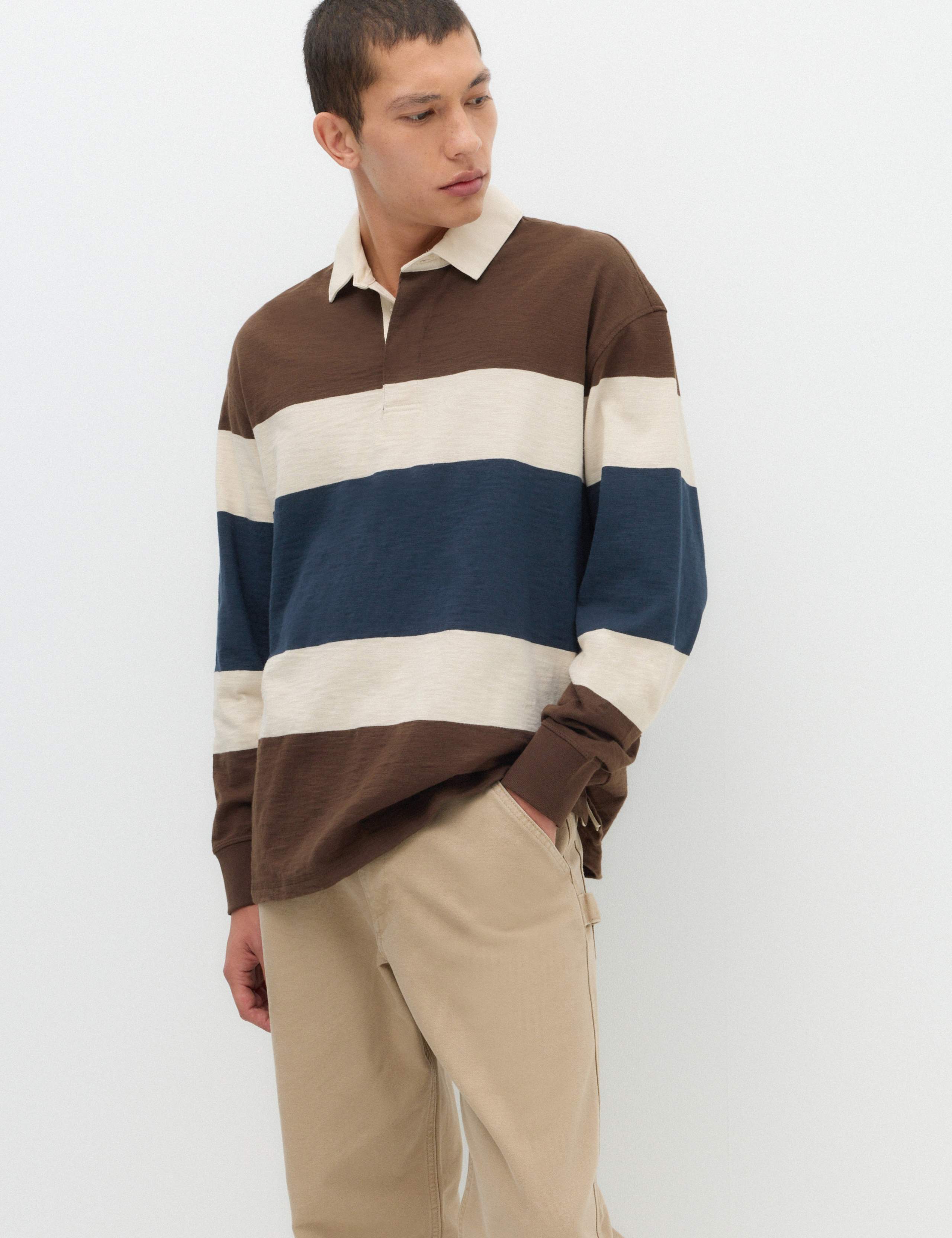 Pure Cotton Colour Block Rugby Shirt