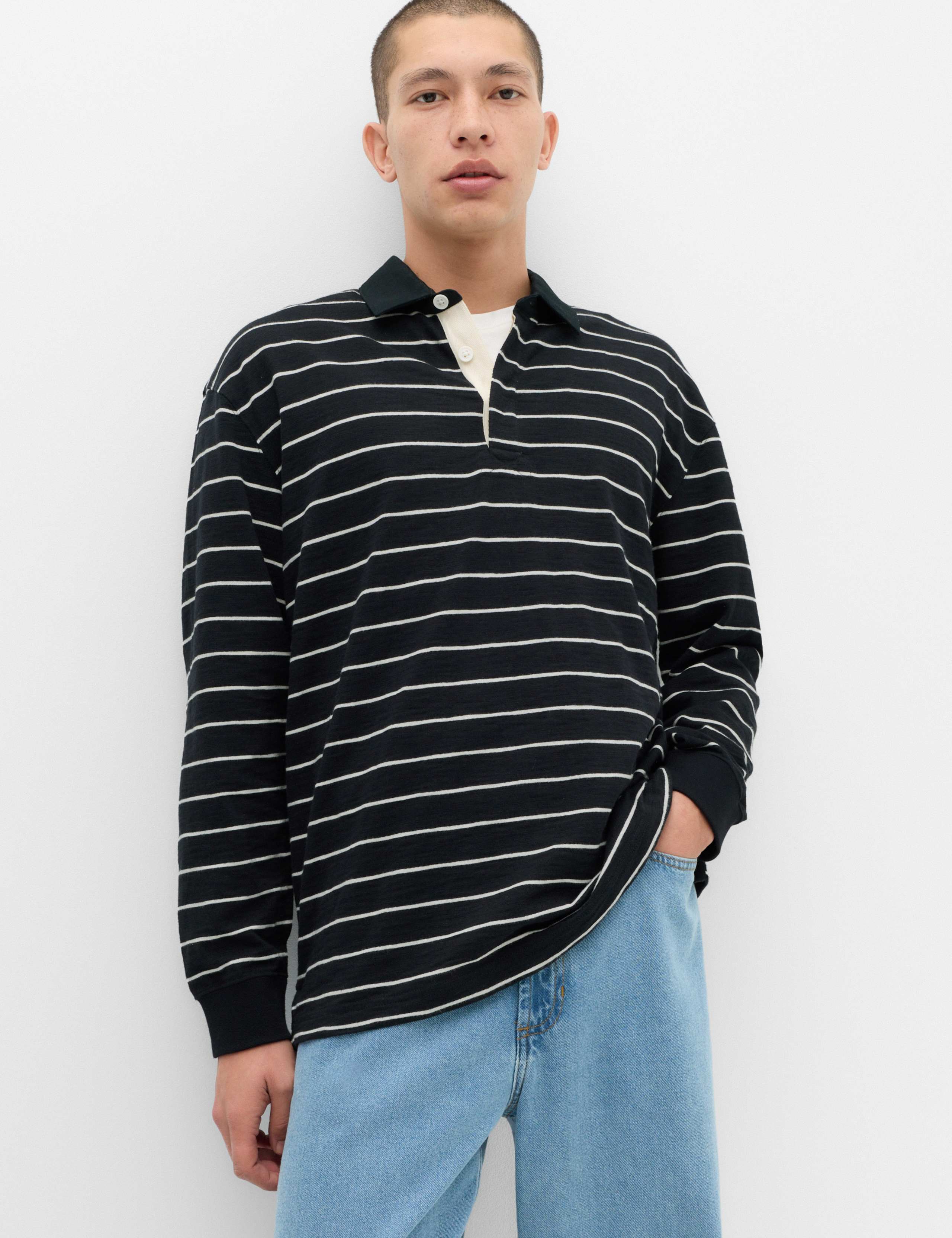 Pure Cotton Striped Long Sleeve Rugby Shirt