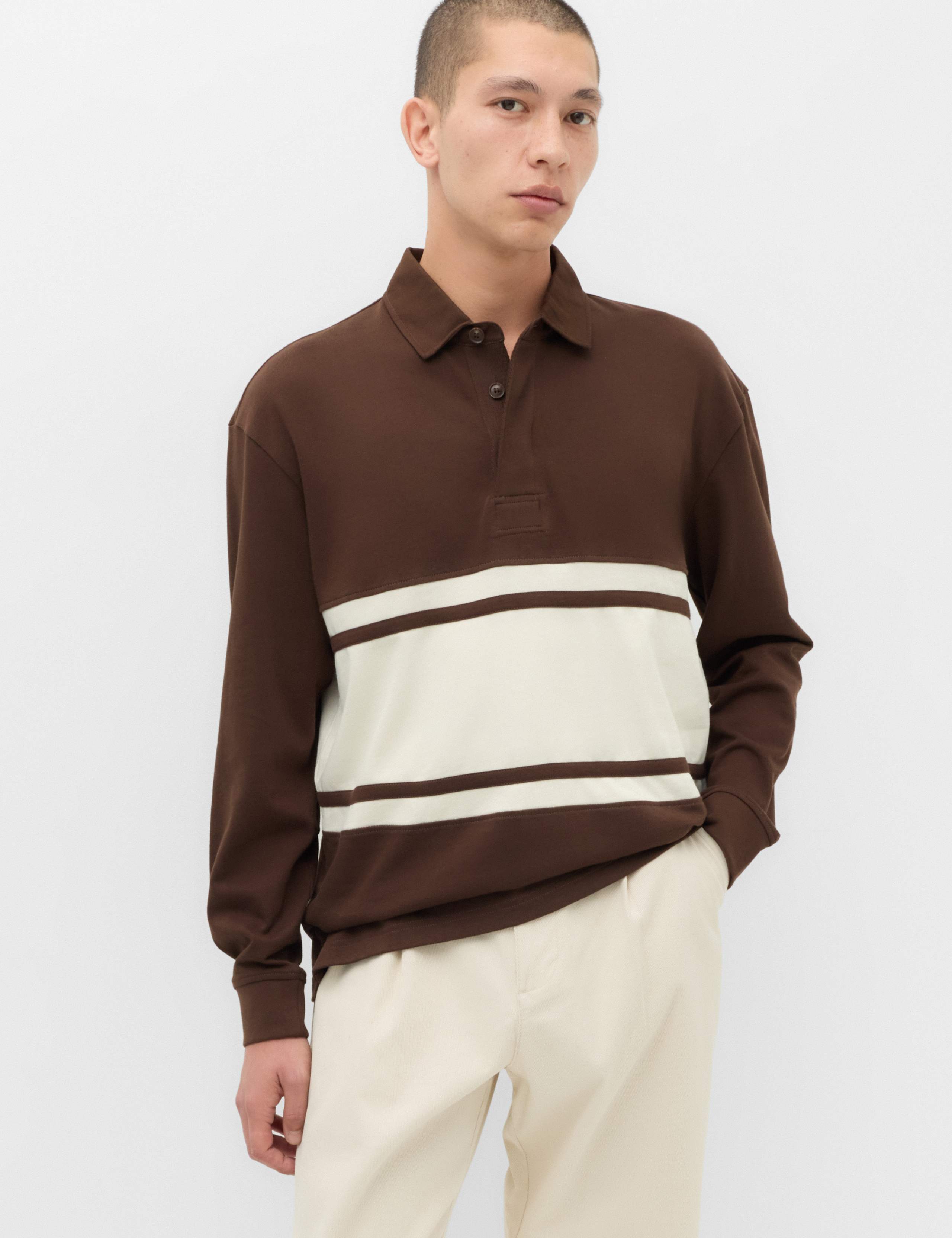 Pure Cotton Chest Stripe Rugby