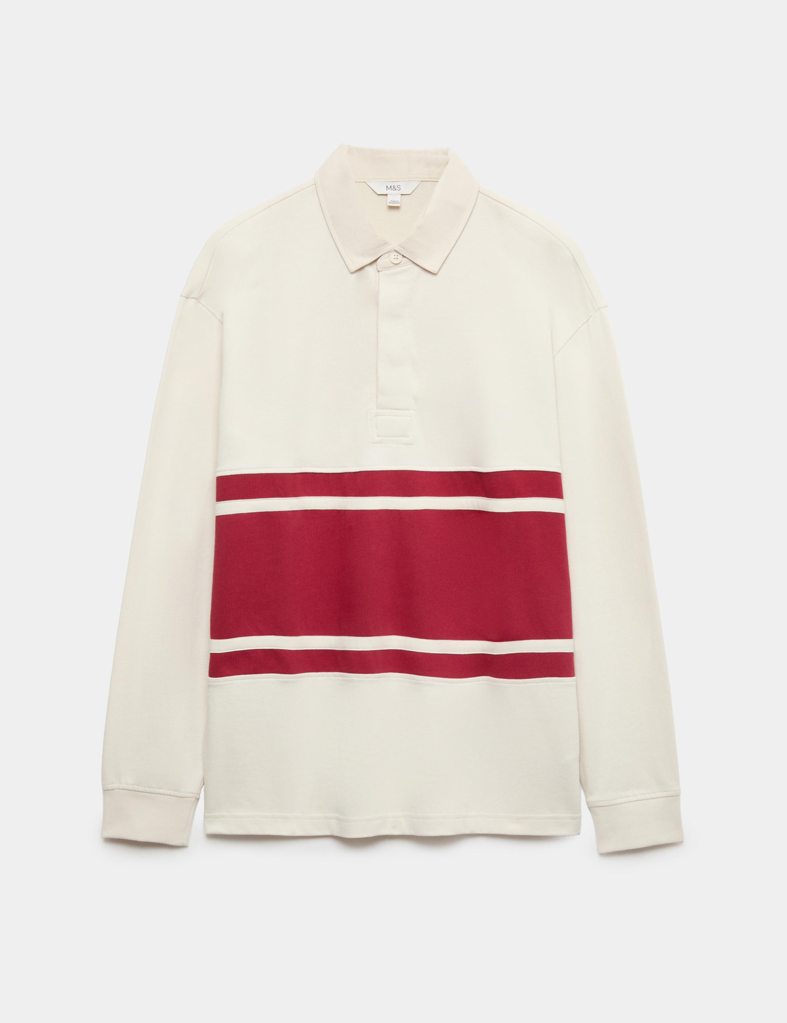Pure Cotton Chest Stripe Rugby