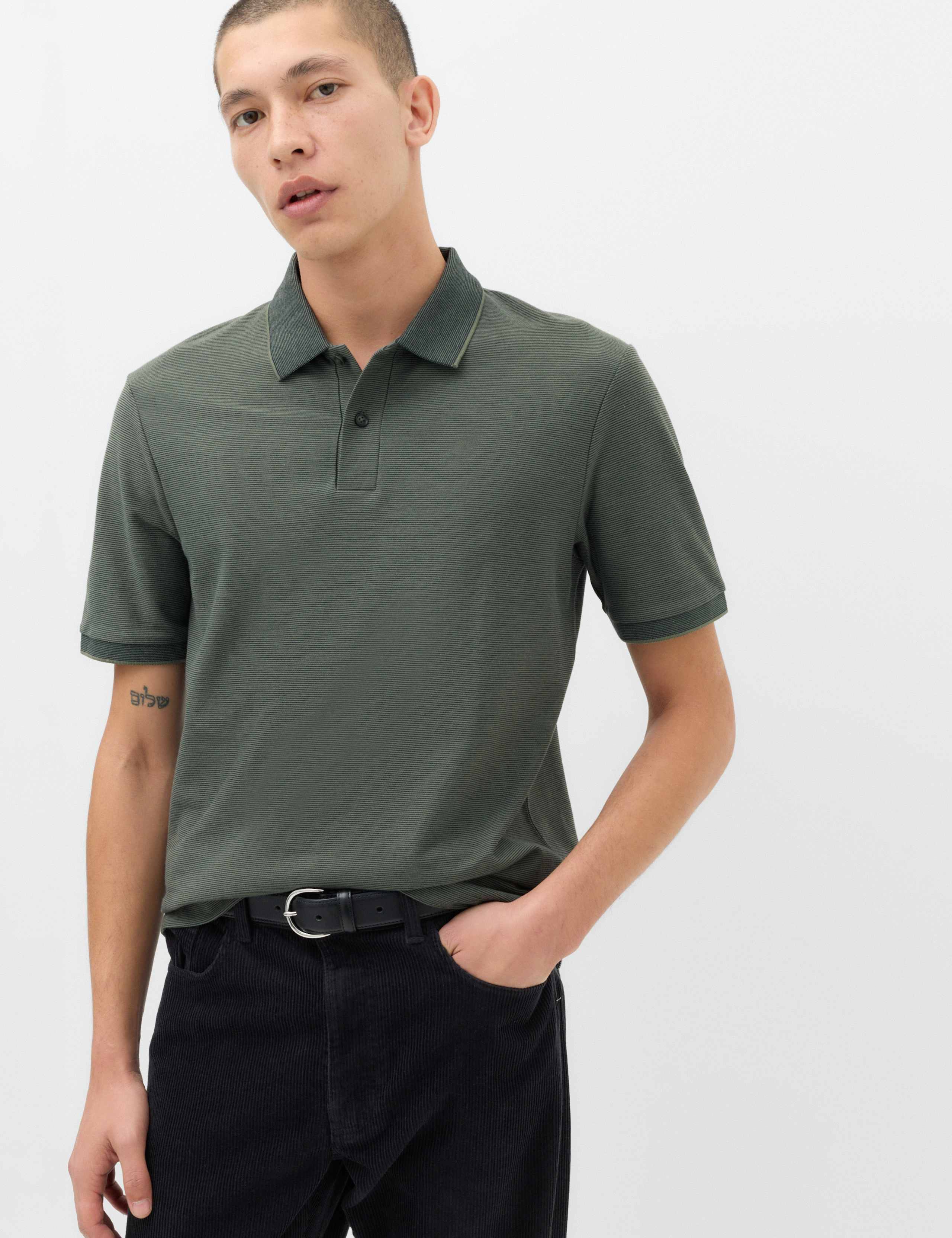 Cotton Rich Striped Short Sleeve Polo Shirt