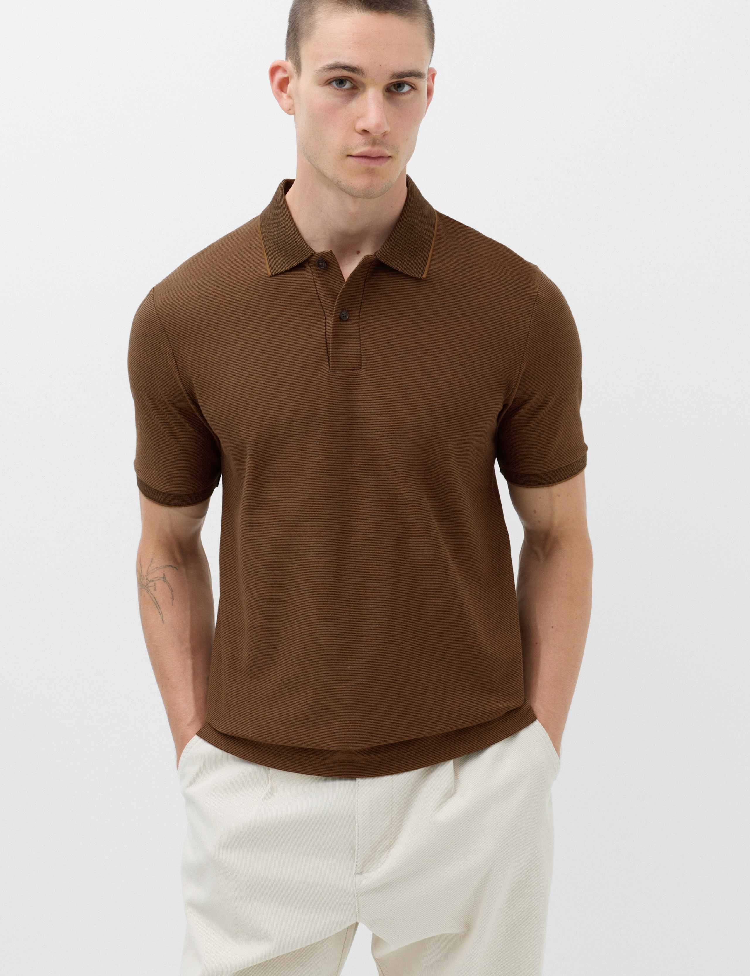 Cotton Rich Striped Short Sleeve Polo Shirt