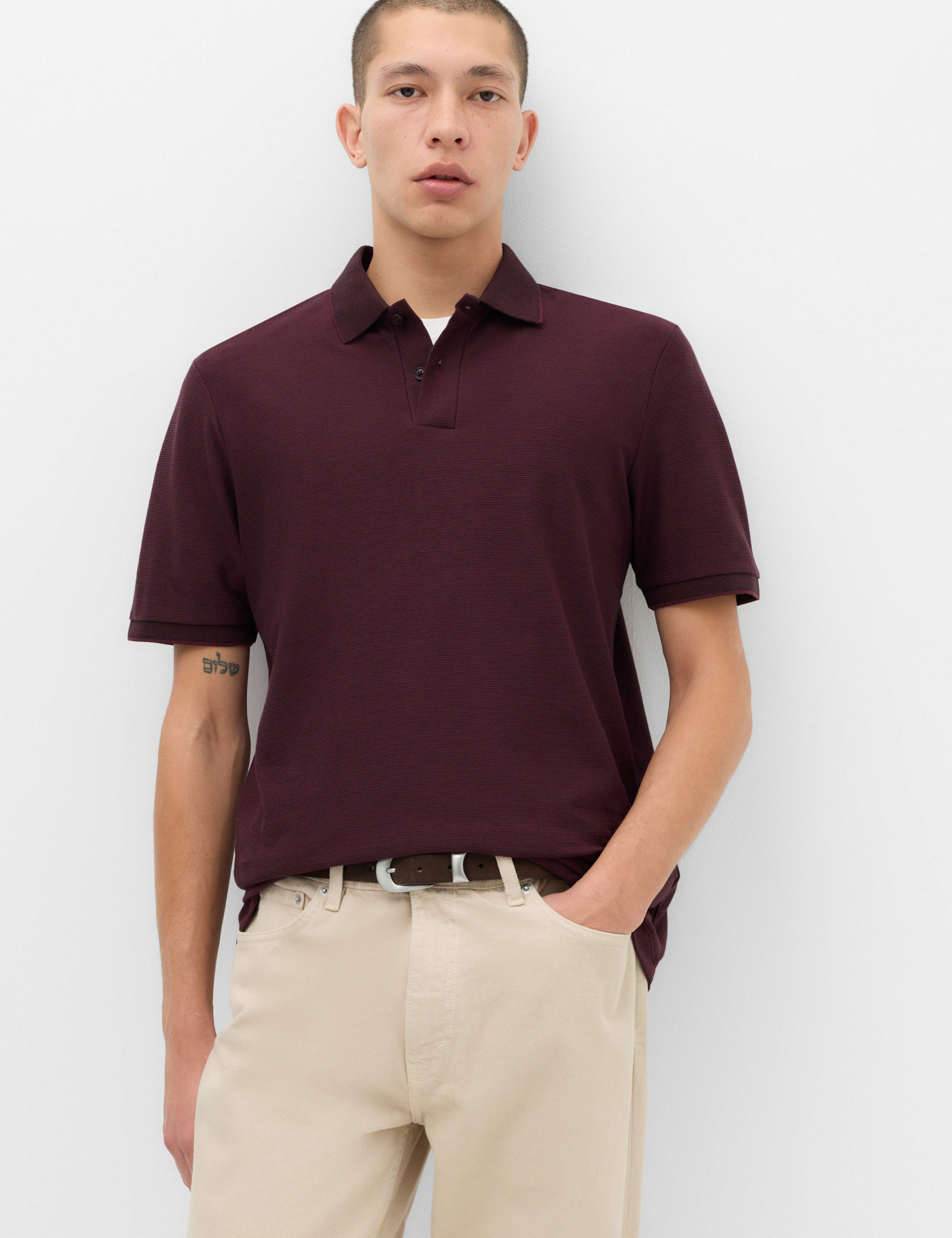 Cotton Rich Striped Short Sleeve Polo Shirt