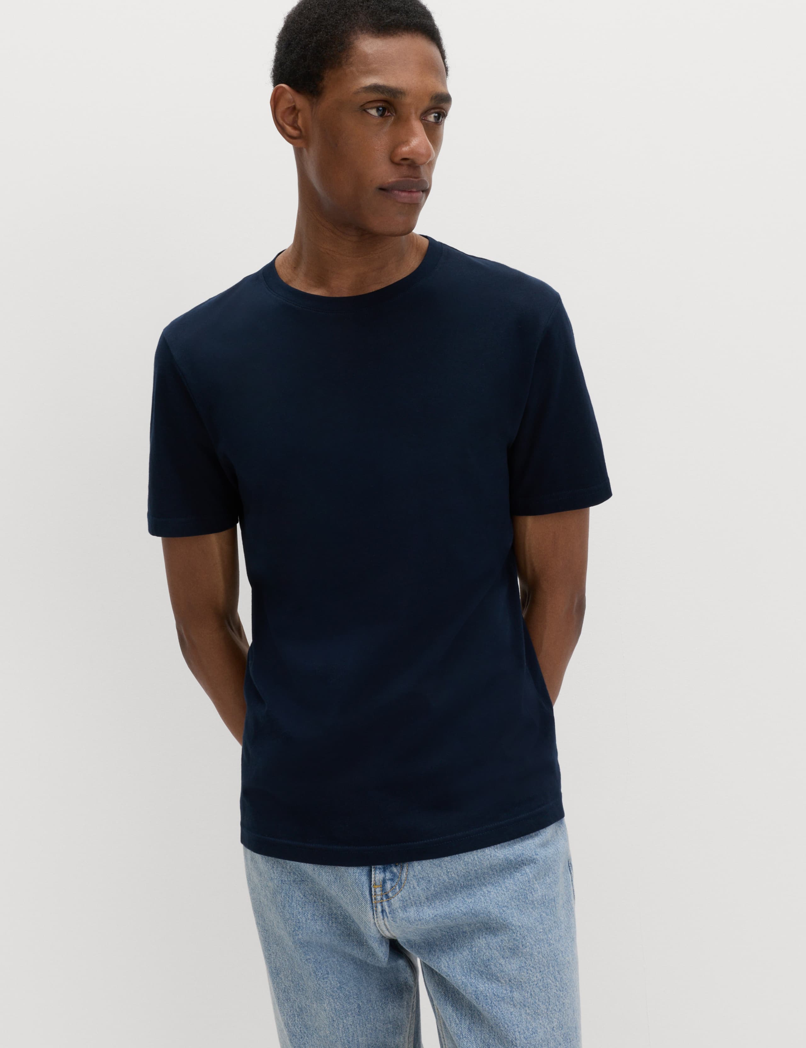3pk Slim Fit Pure Cotton Crew Neck T-Shirts
