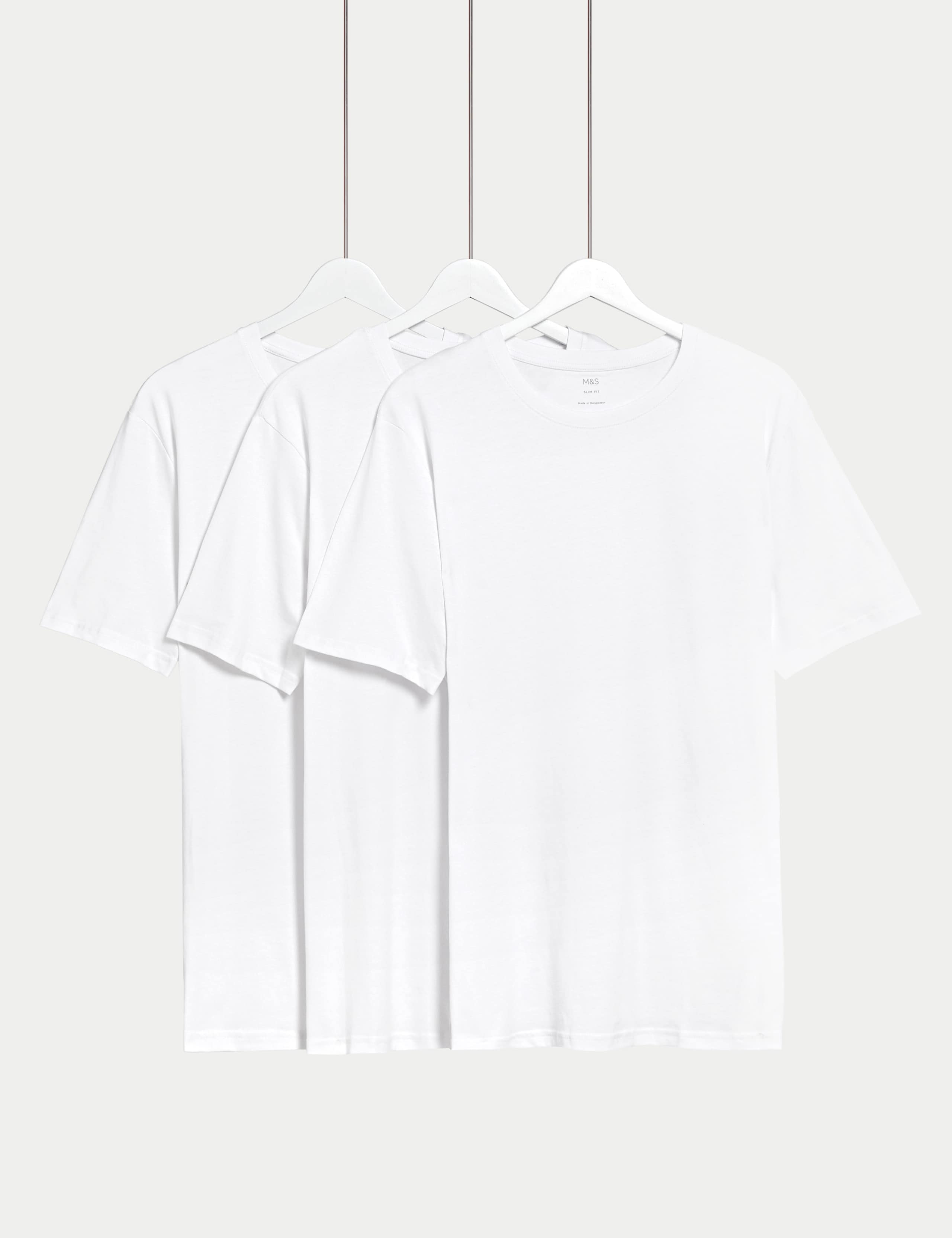 3pk Slim Fit Pure Cotton Crew Neck T-Shirts
