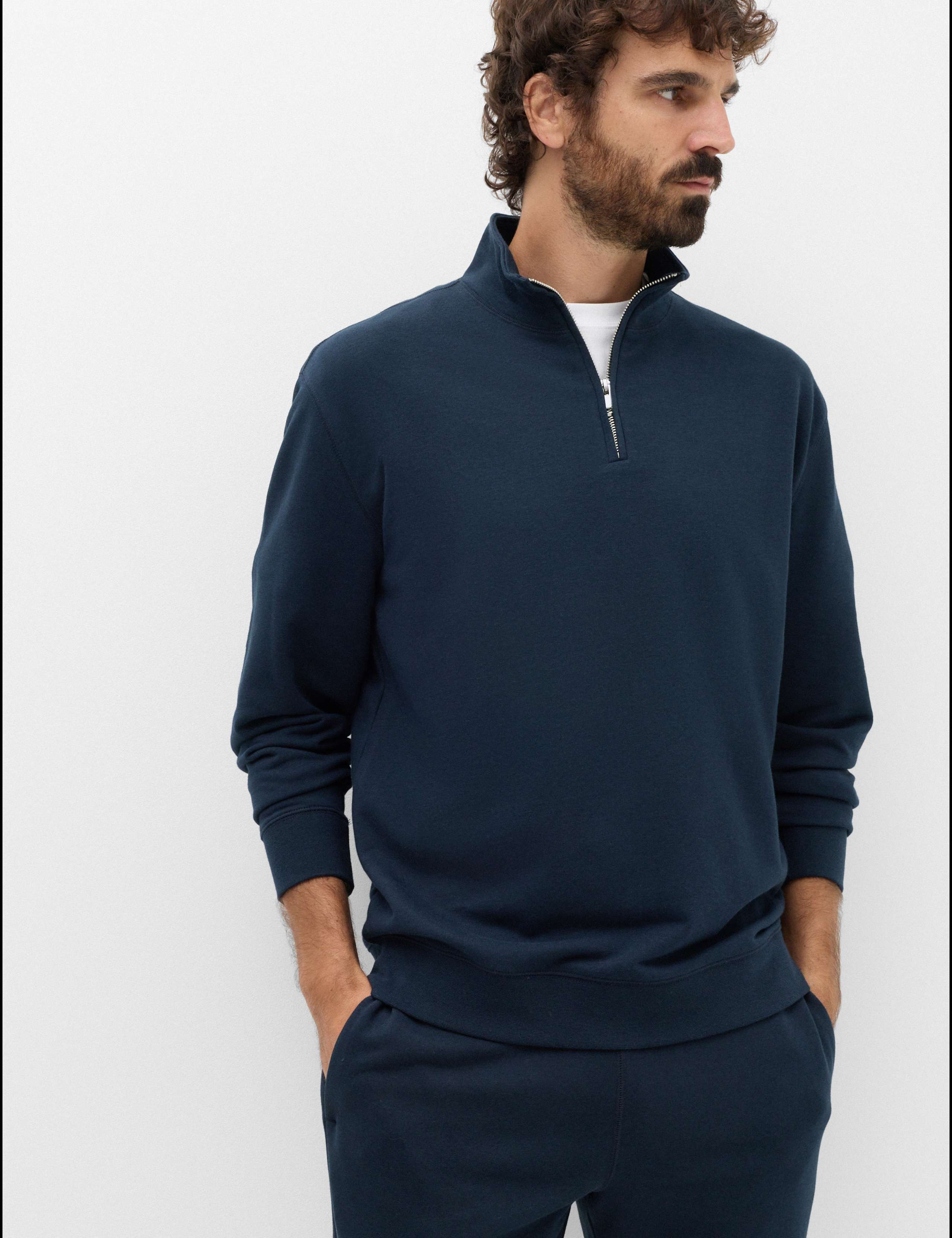 Cotton Rich Loopback Half Zip Sweatshirt