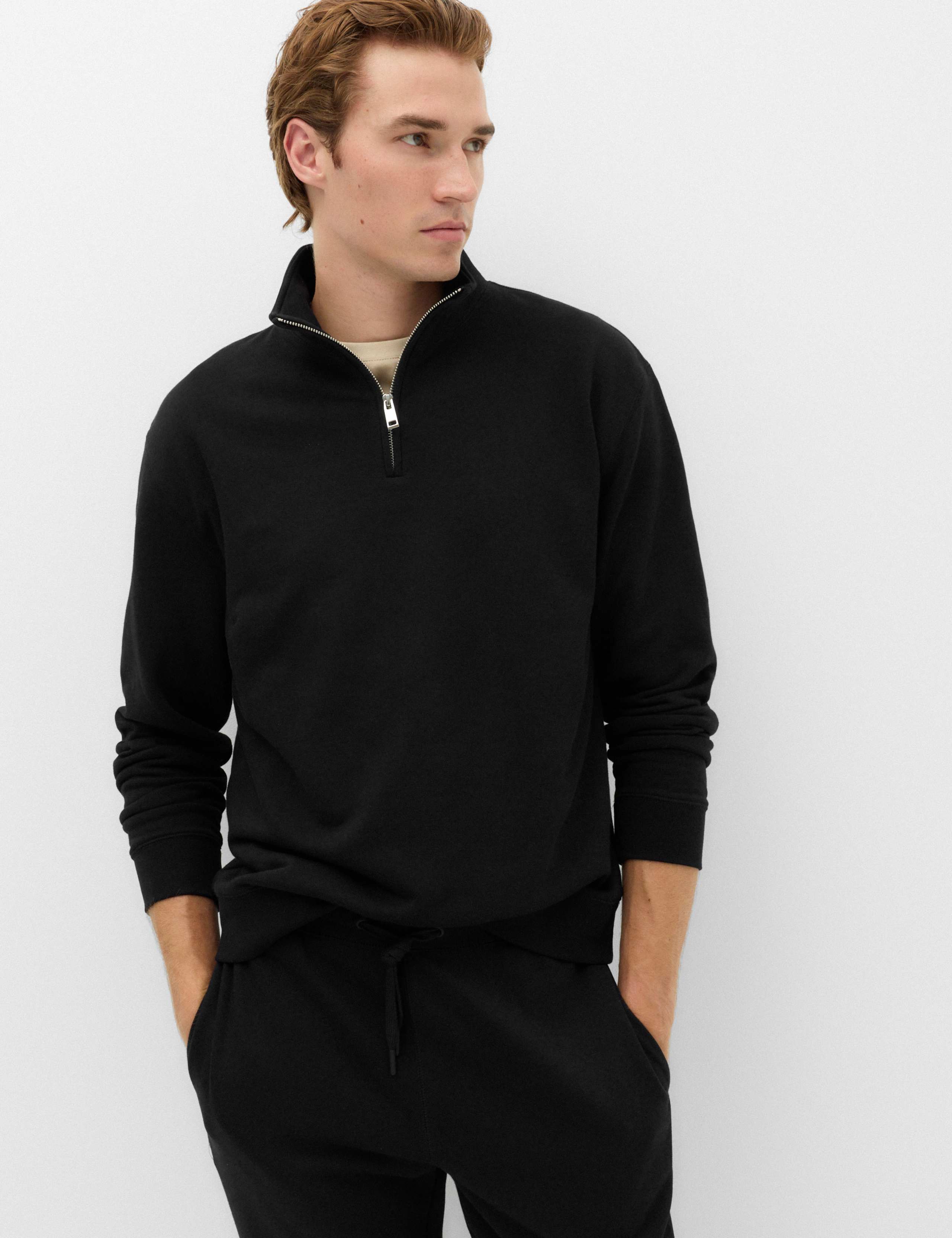 Cotton Rich Loopback Half Zip Sweatshirt