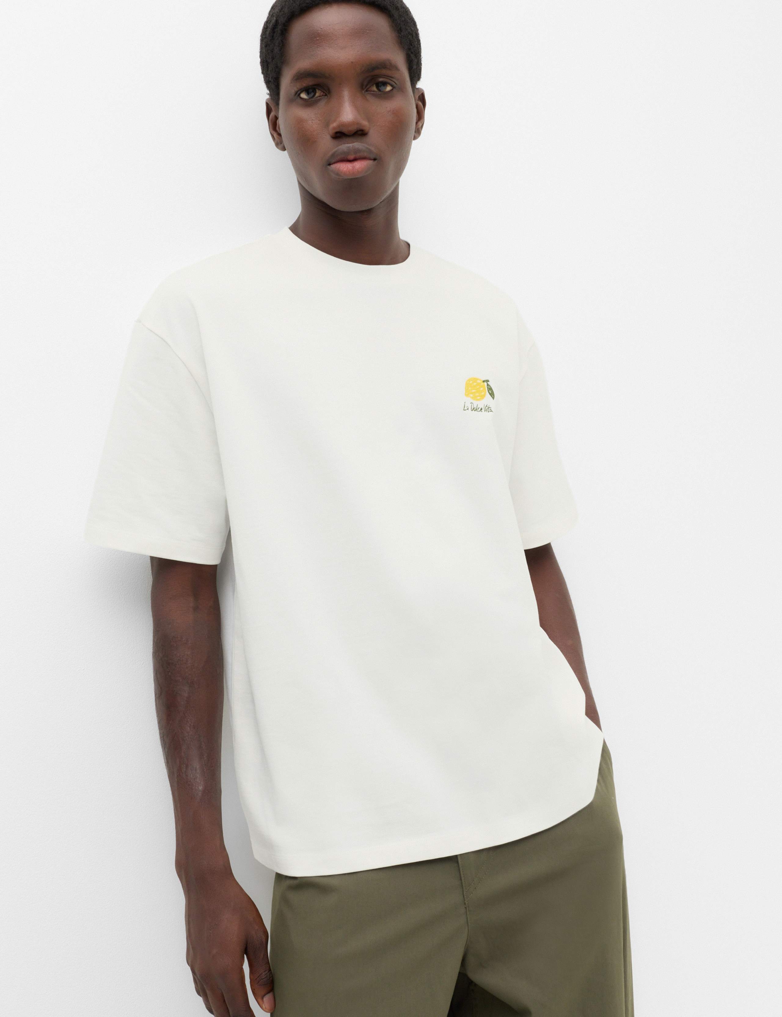 Oversized Pure Cotton Embroidered T-Shirt