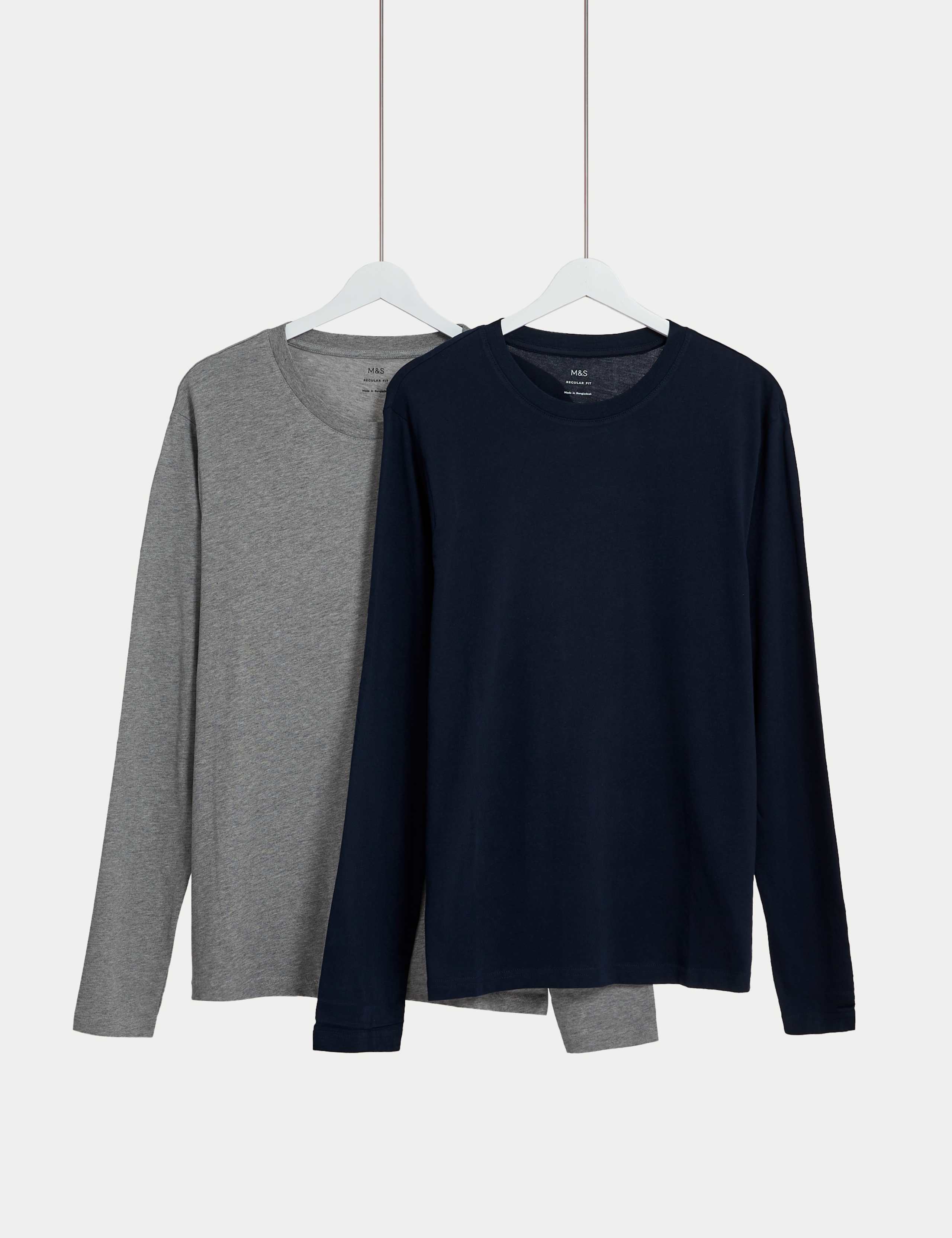 2pk Pure Cotton Long Sleeve T-Shirts