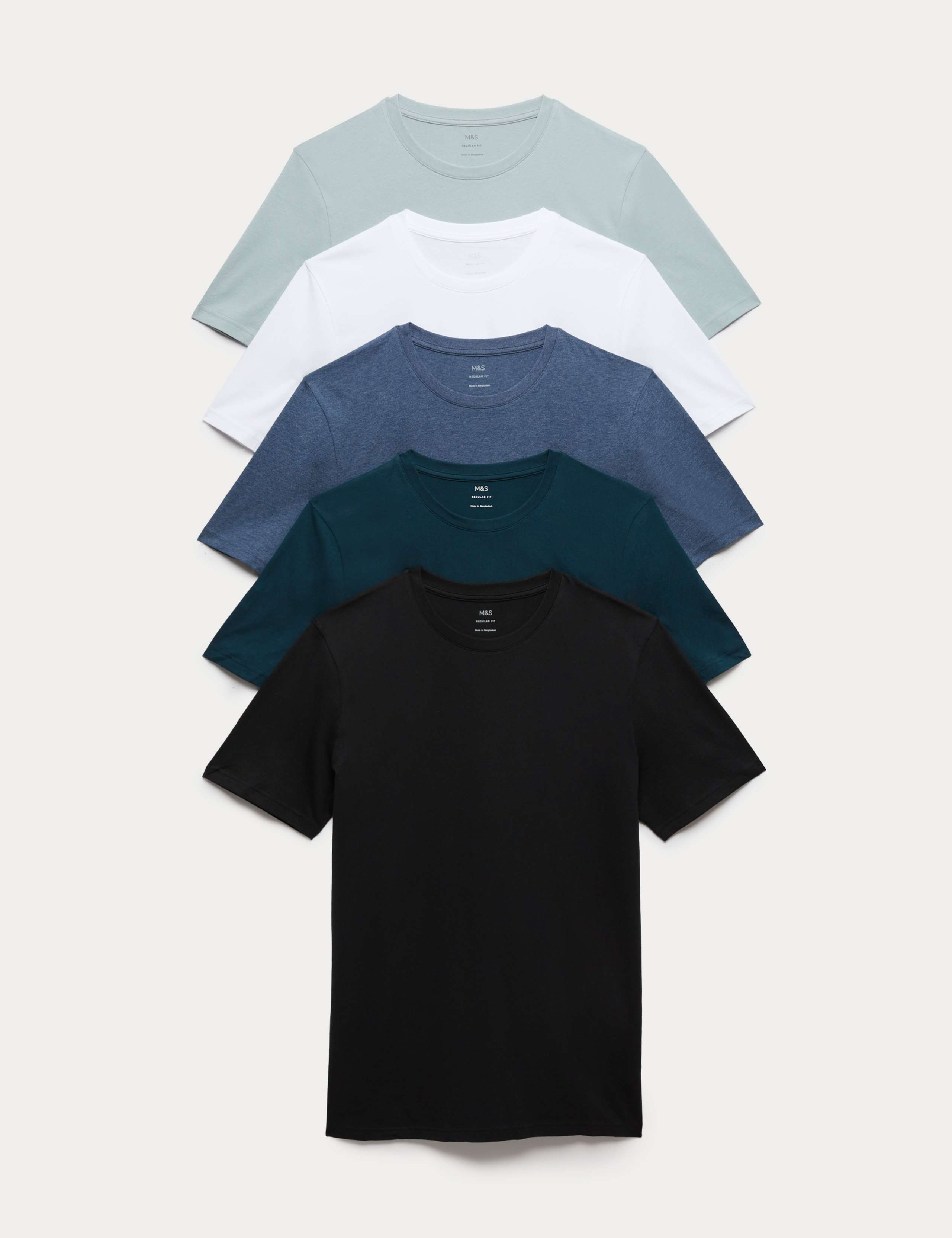 5 Pack Pure Cotton Crew Neck T-Shirts