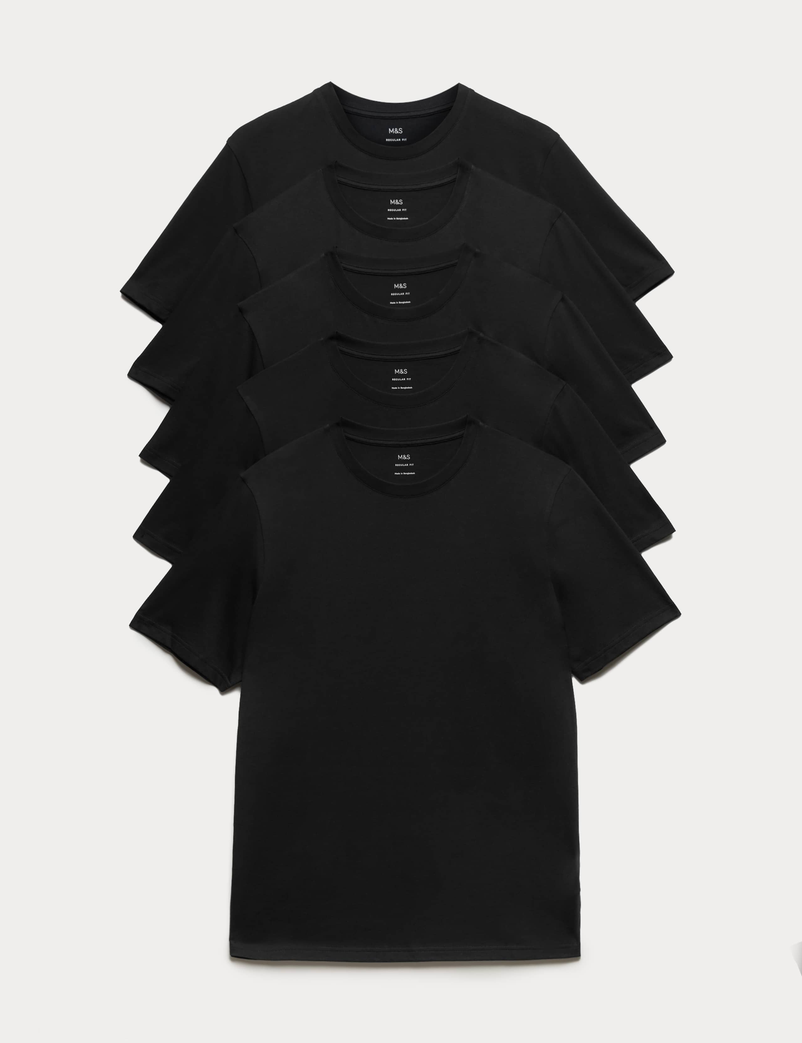 5 Pack Pure Cotton Crew Neck T-Shirts