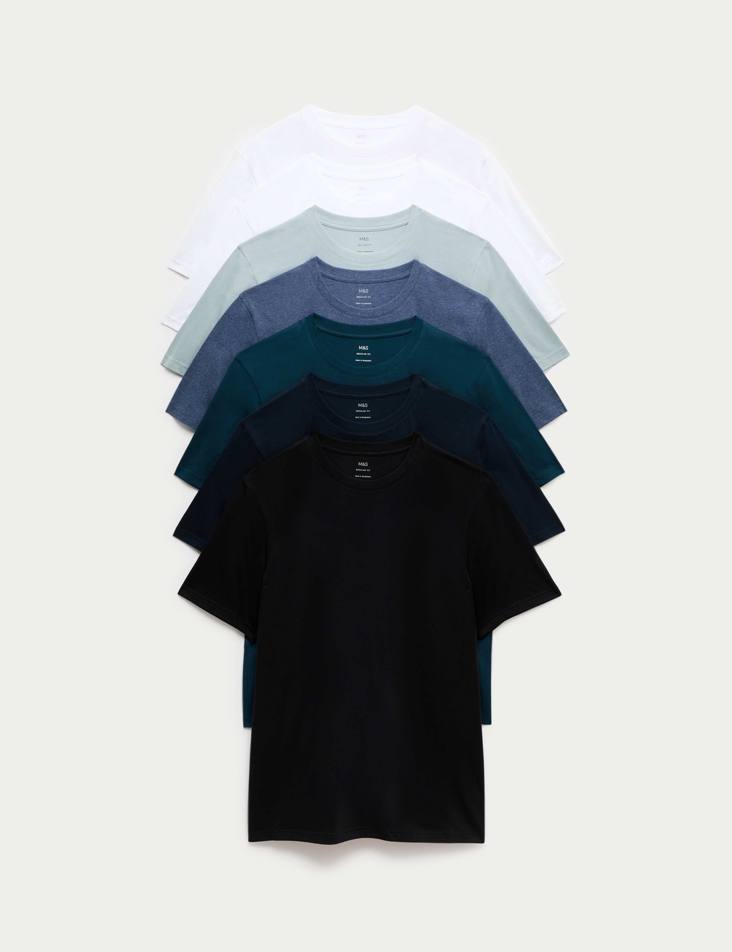 7 Pack Pure Cotton Crew Neck T-Shirts