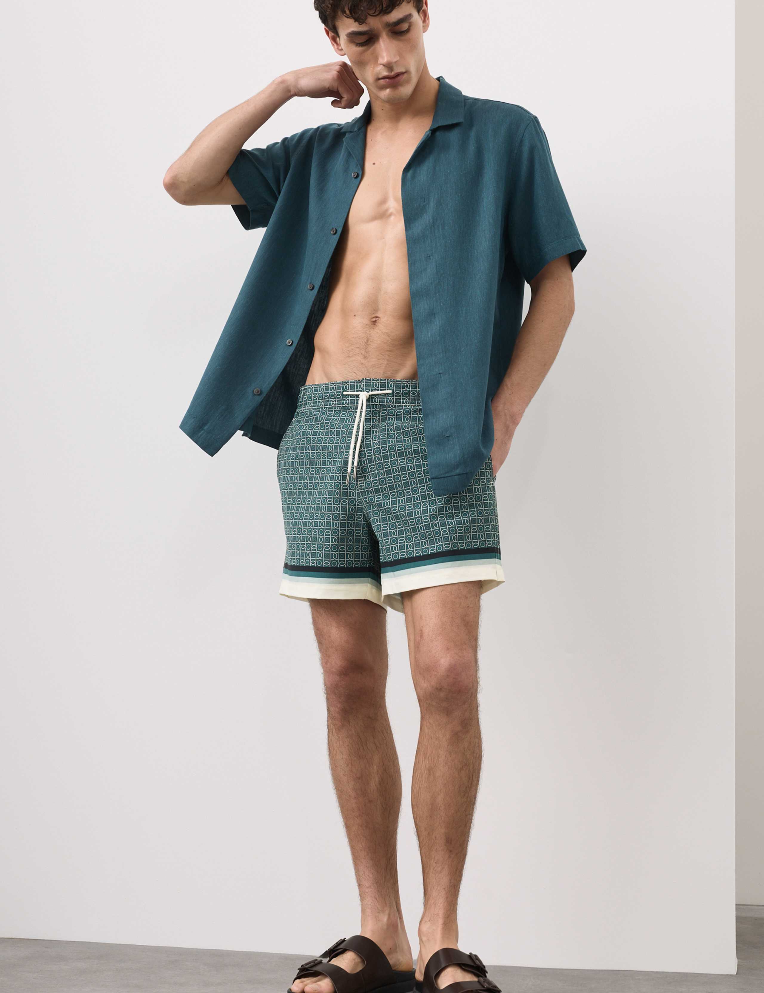 Quick Dry Geometric Print Swim Shorts