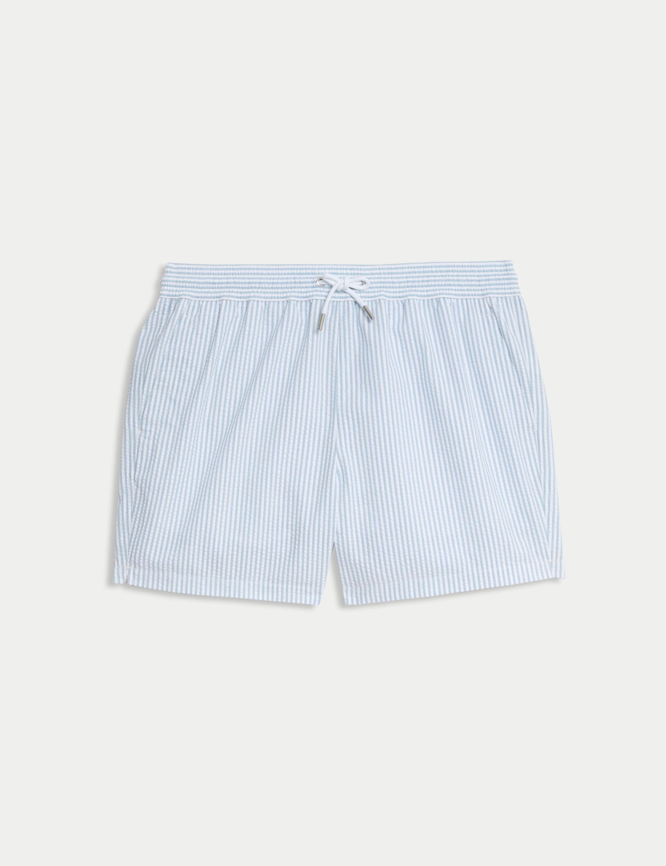 Cotton Rich Seersucker Striped Swim Shorts