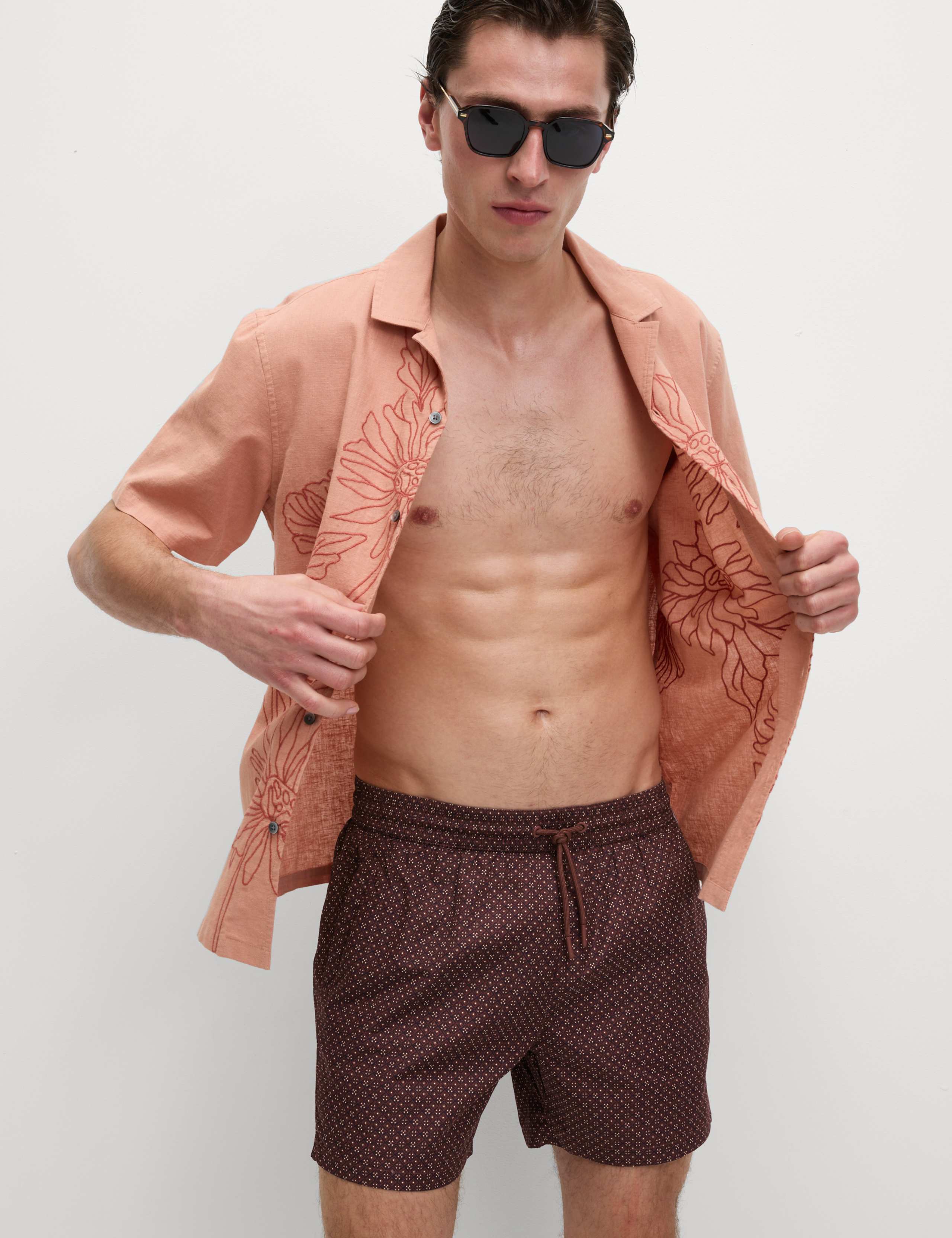 Quick Dry Geometric Print Swim Shorts