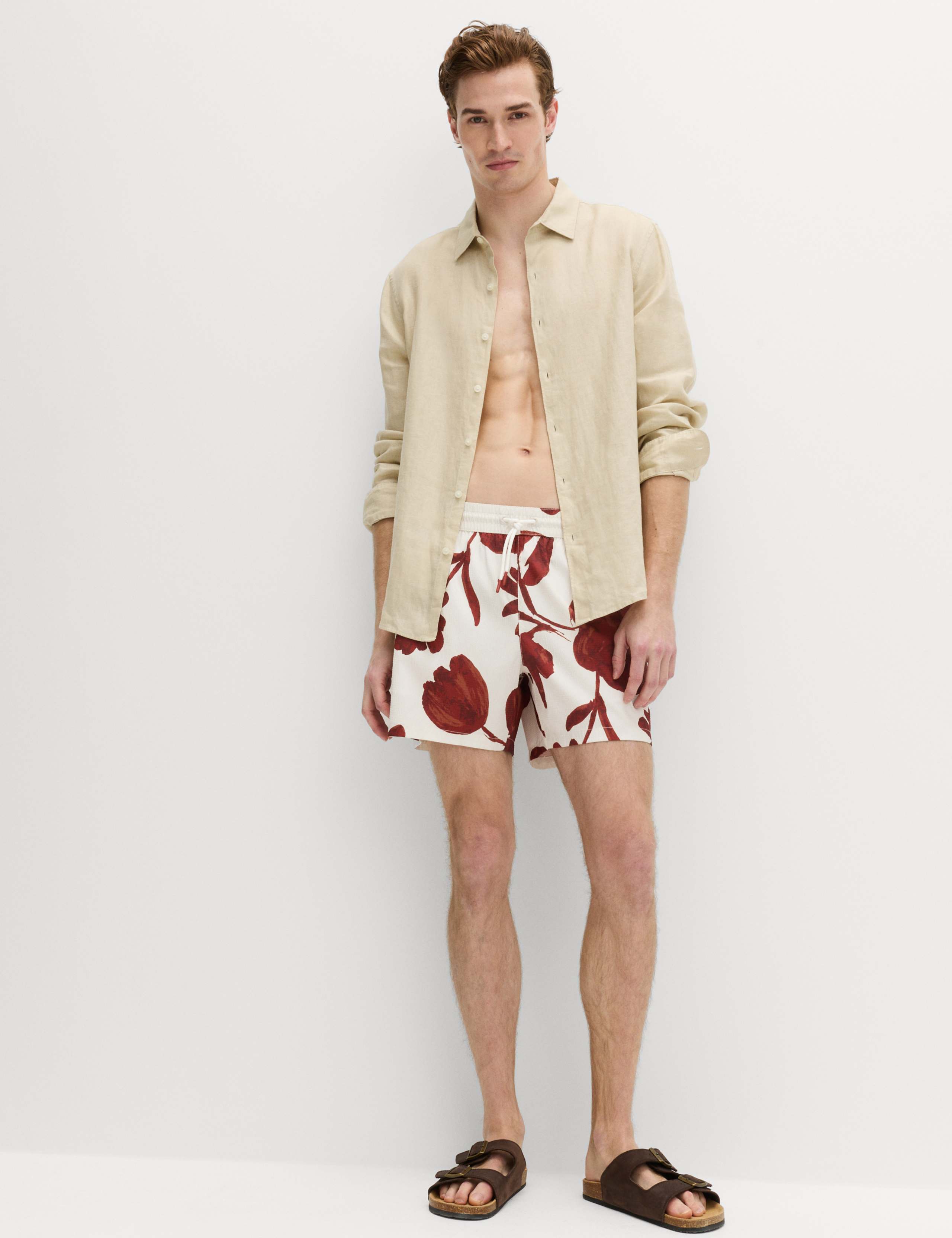 Quick Dry Textured Floral Swim Shorts