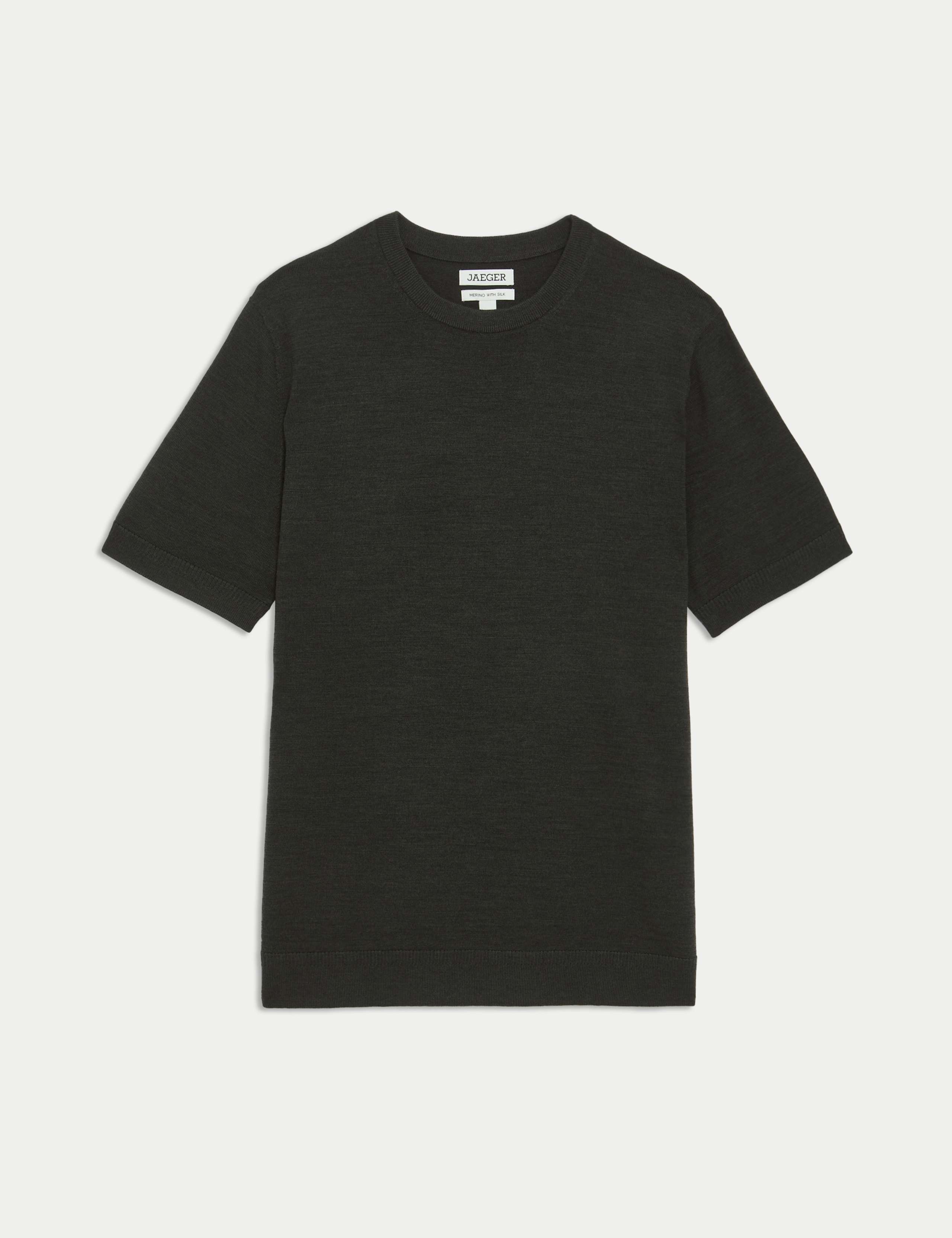 Merino Wool Rich Knitted T-Shirt with Silk