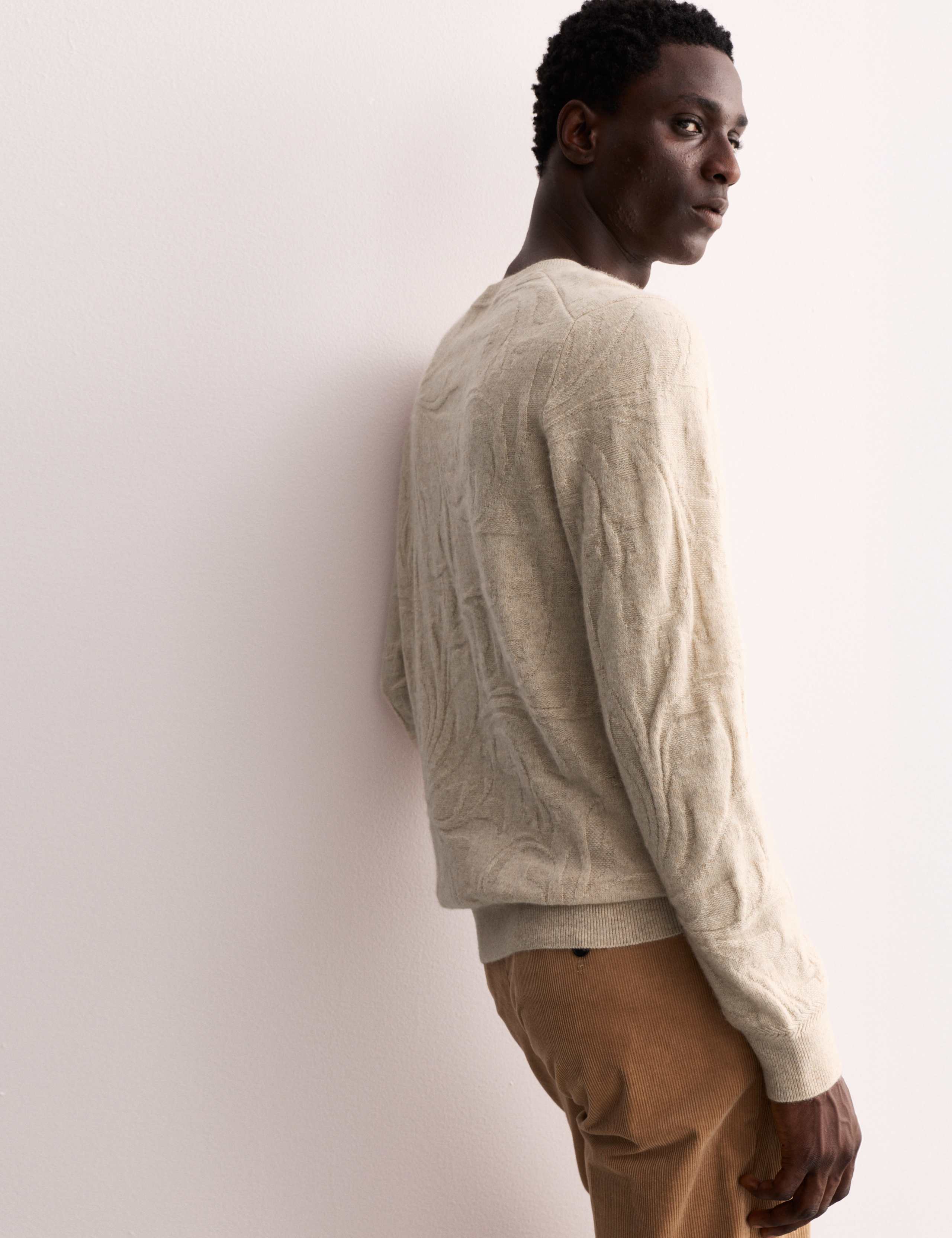 Pure cashmere foulard print crew jumper