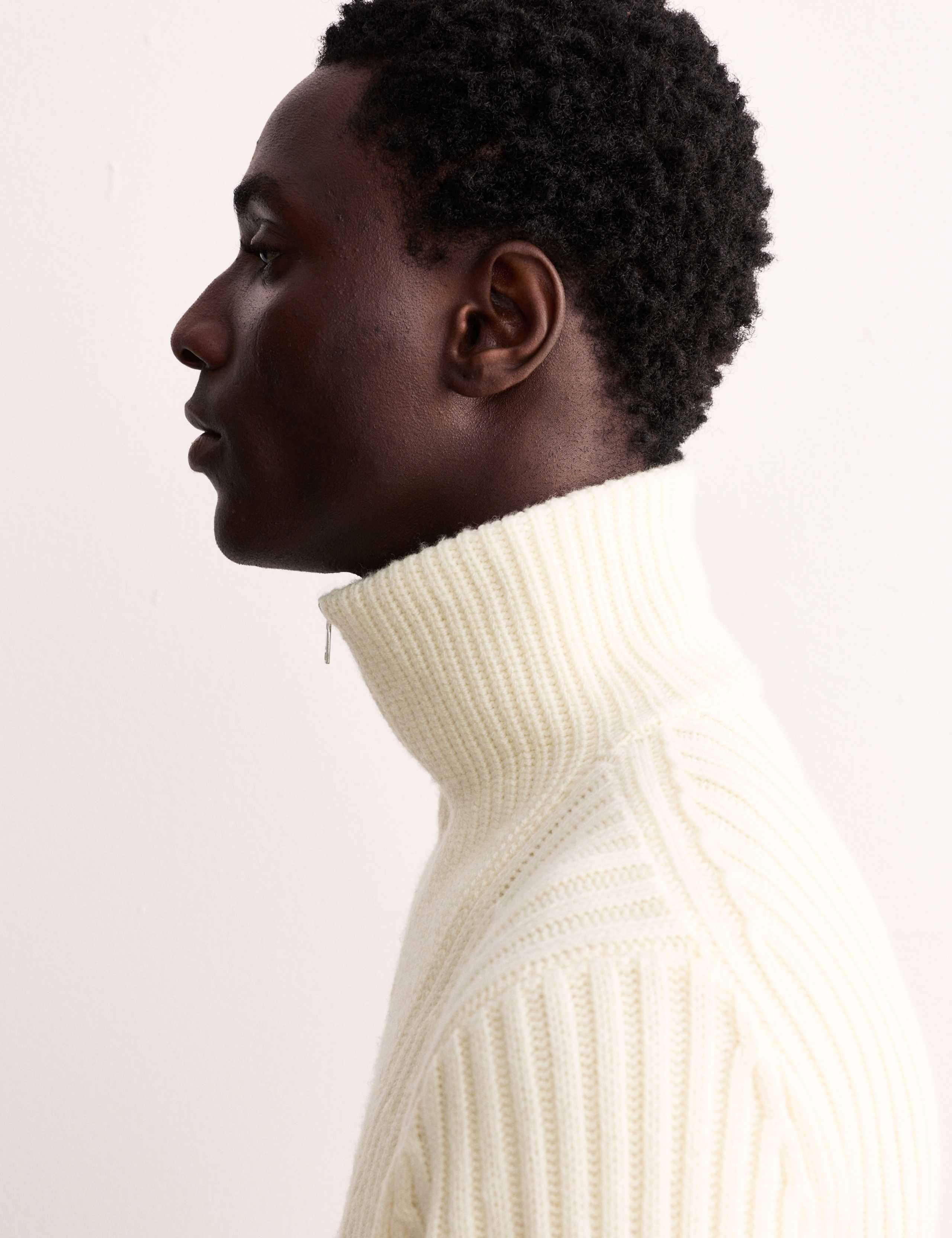 Pure Lambswool Half Zip Bib Jumper