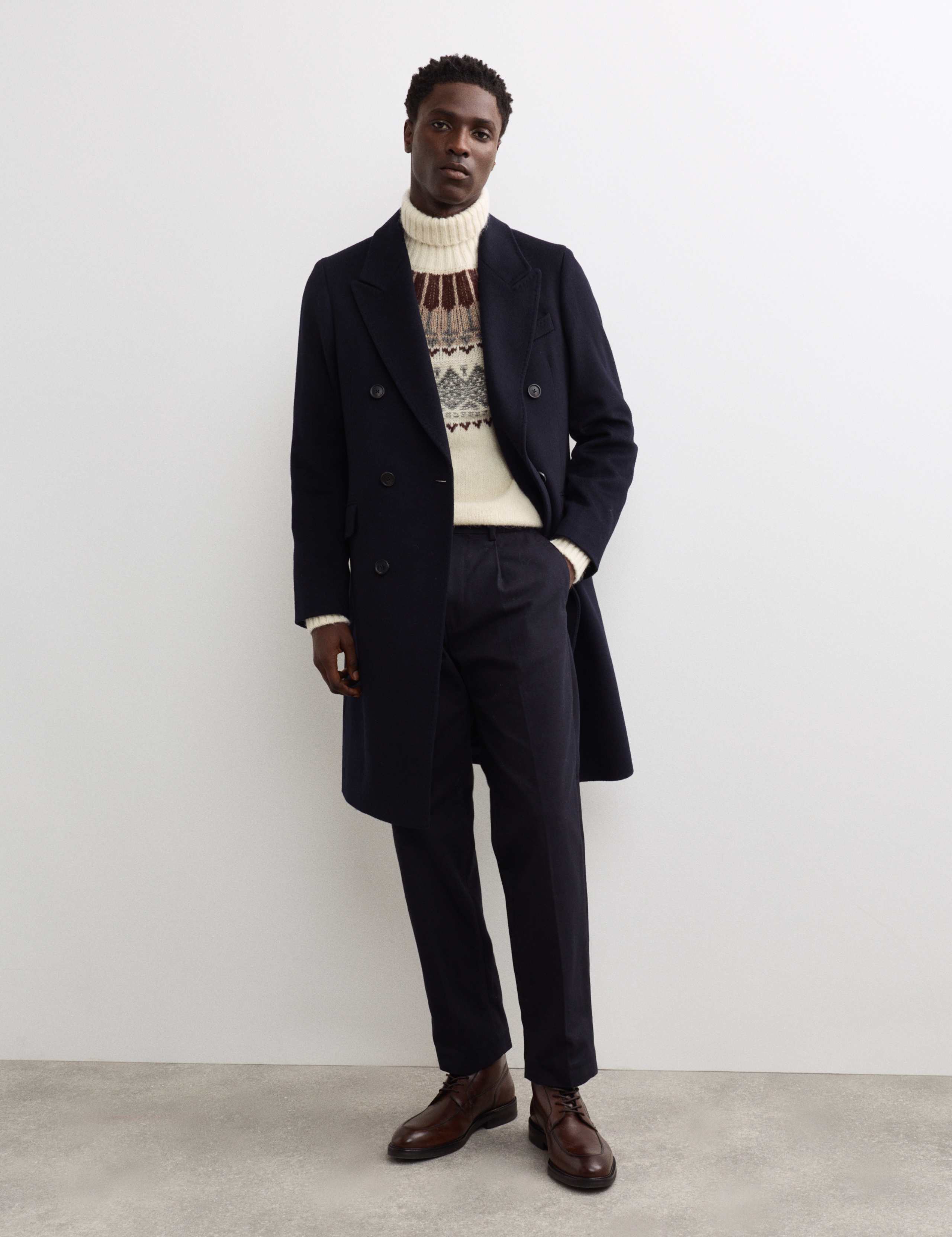 Alpaca Blend Fair Isle Roll Neck Knitted Jumper