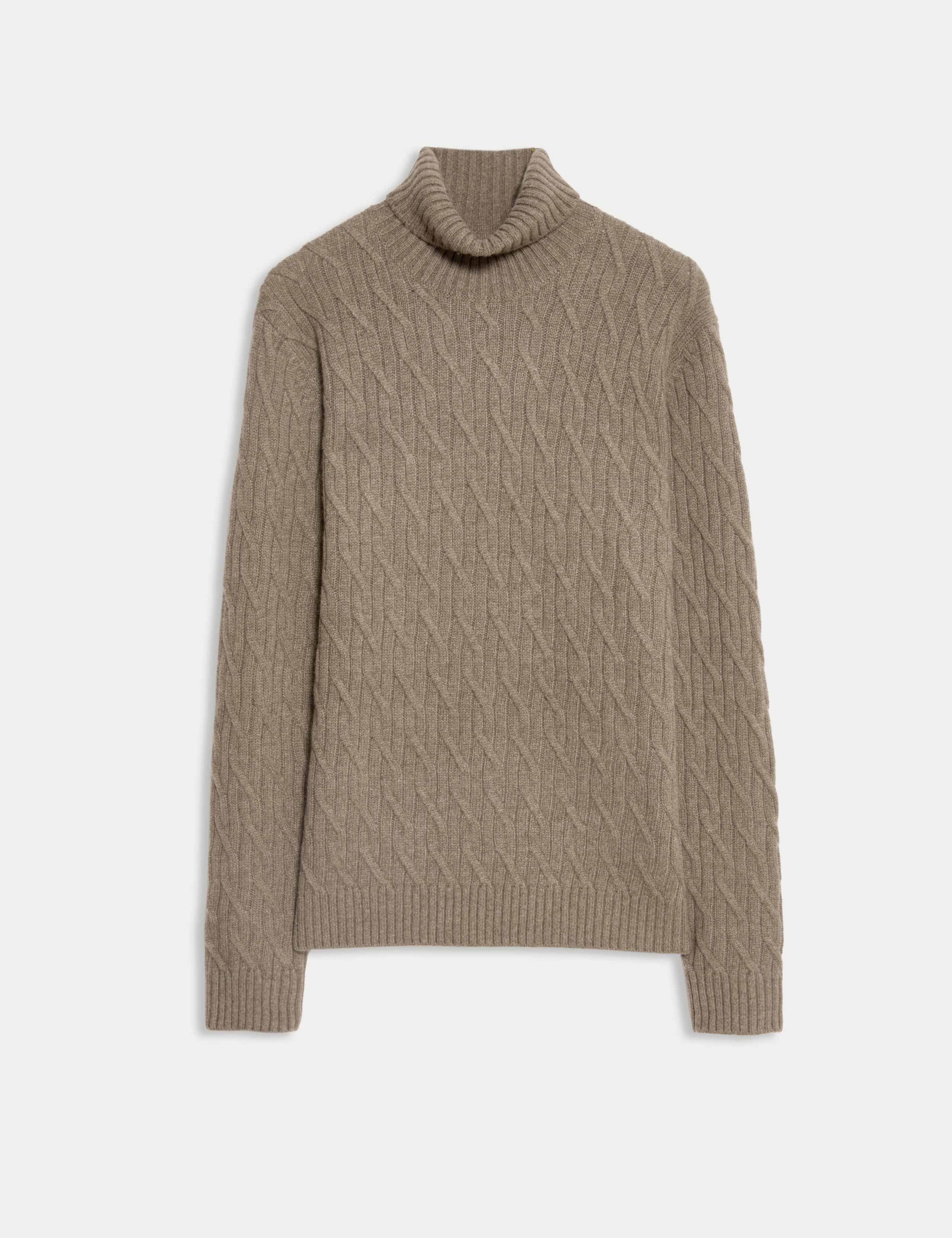 Pure Cashmere Diagonal Roll Neck Jumper