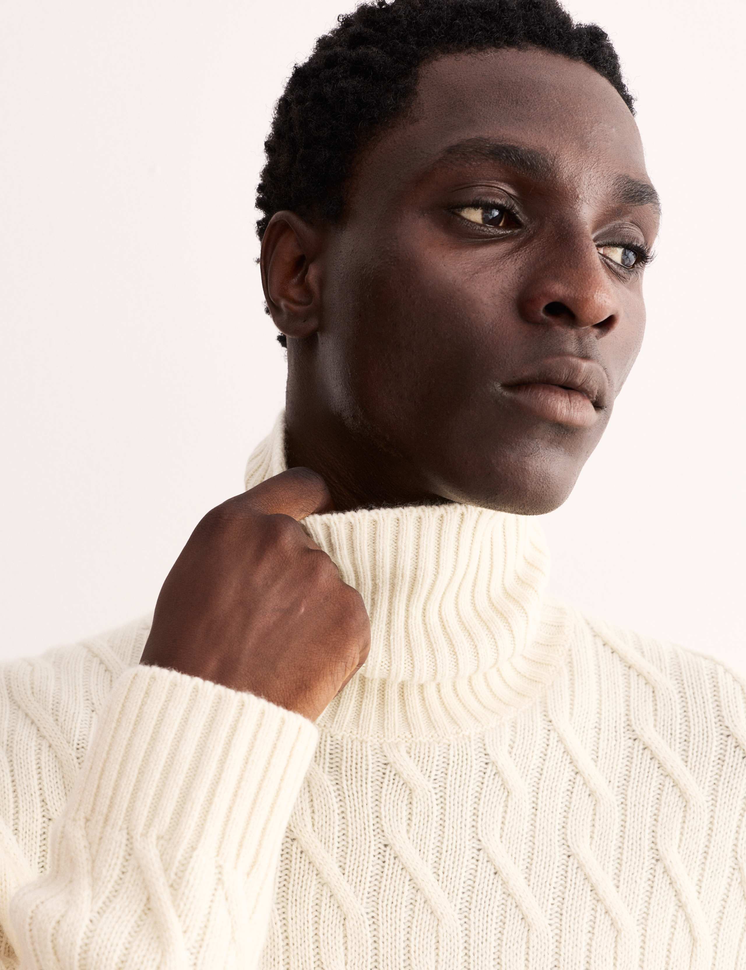 Pure Cashmere Diagonal Roll Neck Jumper