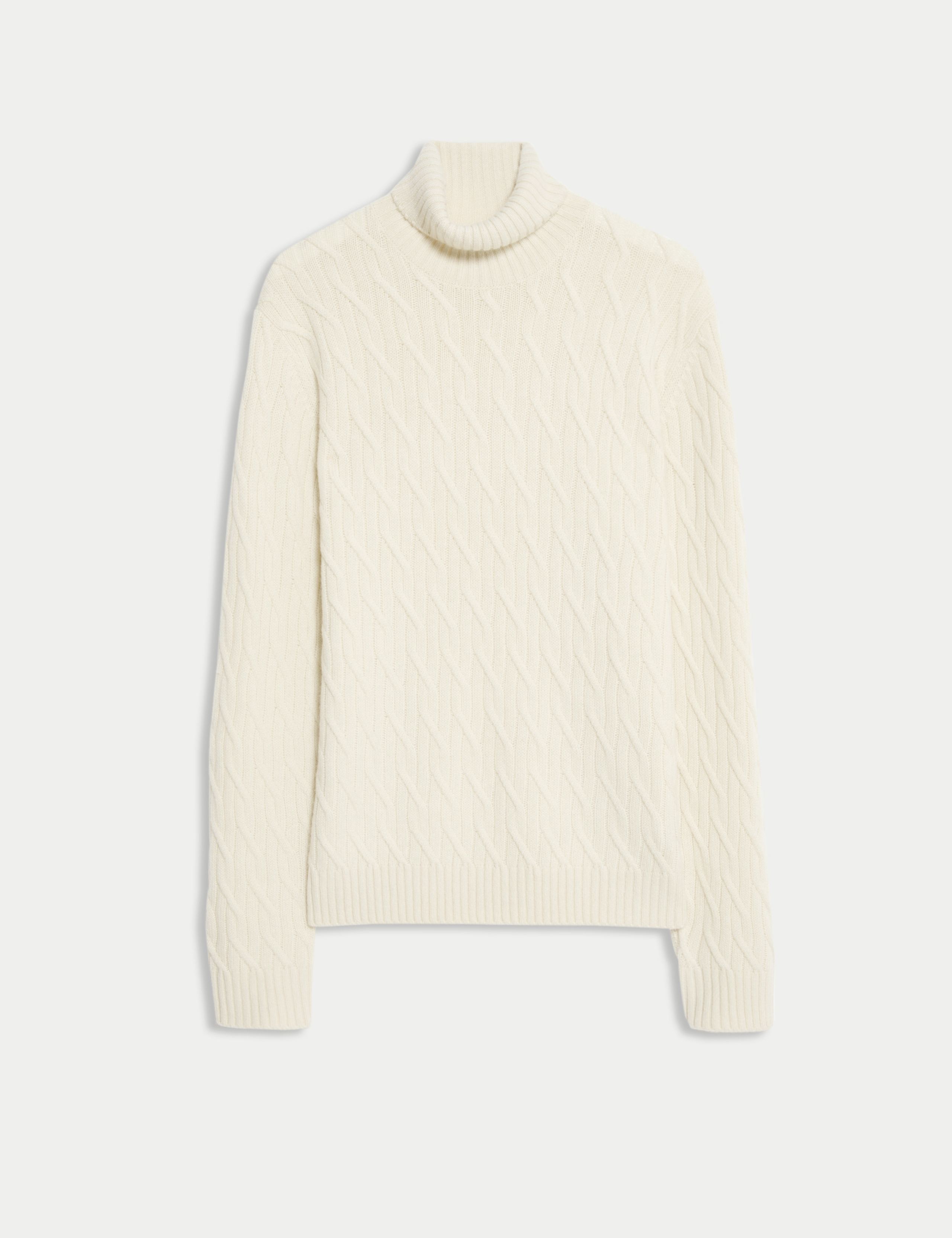 Pure Cashmere Diagonal Roll Neck Jumper