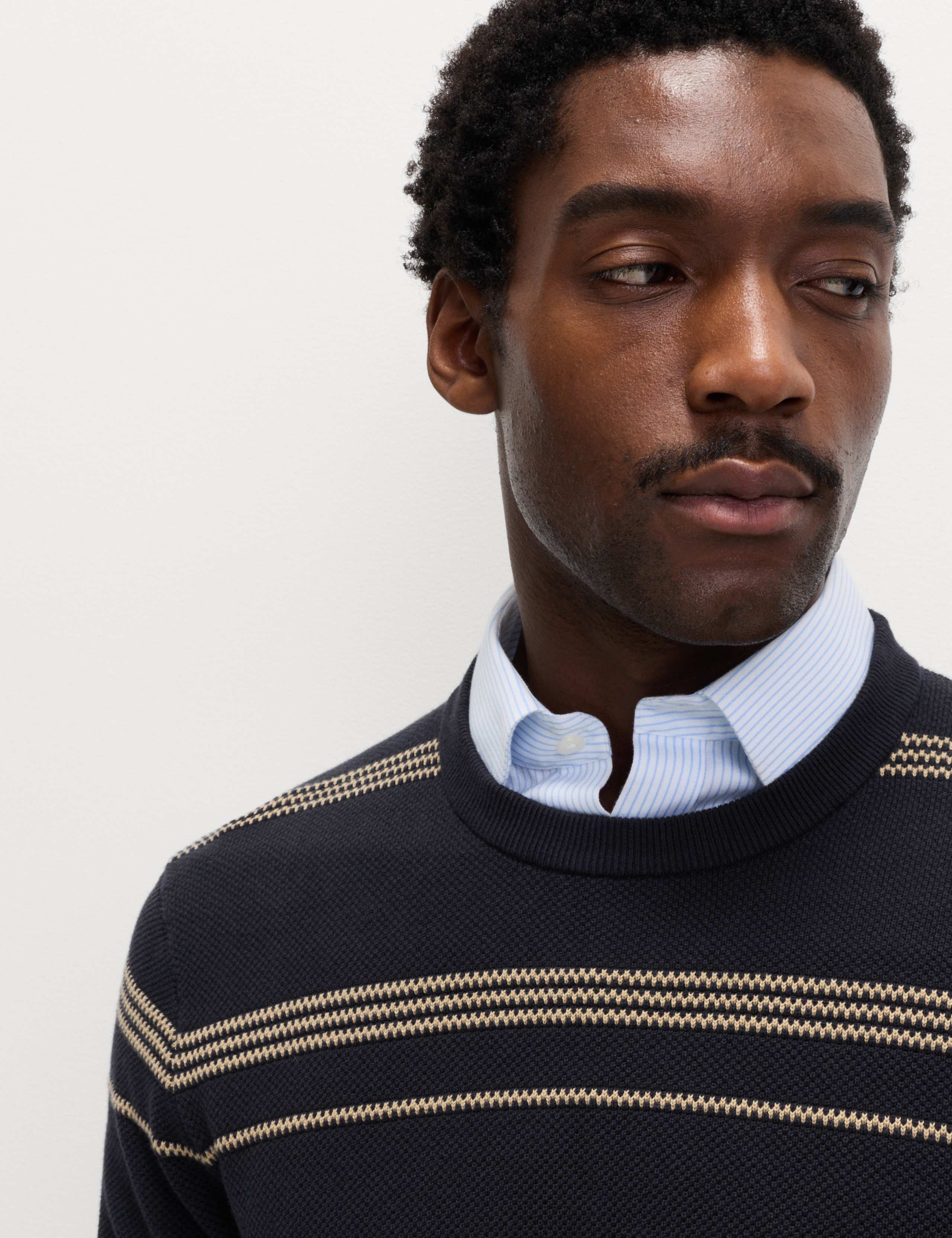 Pure Cotton Striped Textured Jumper