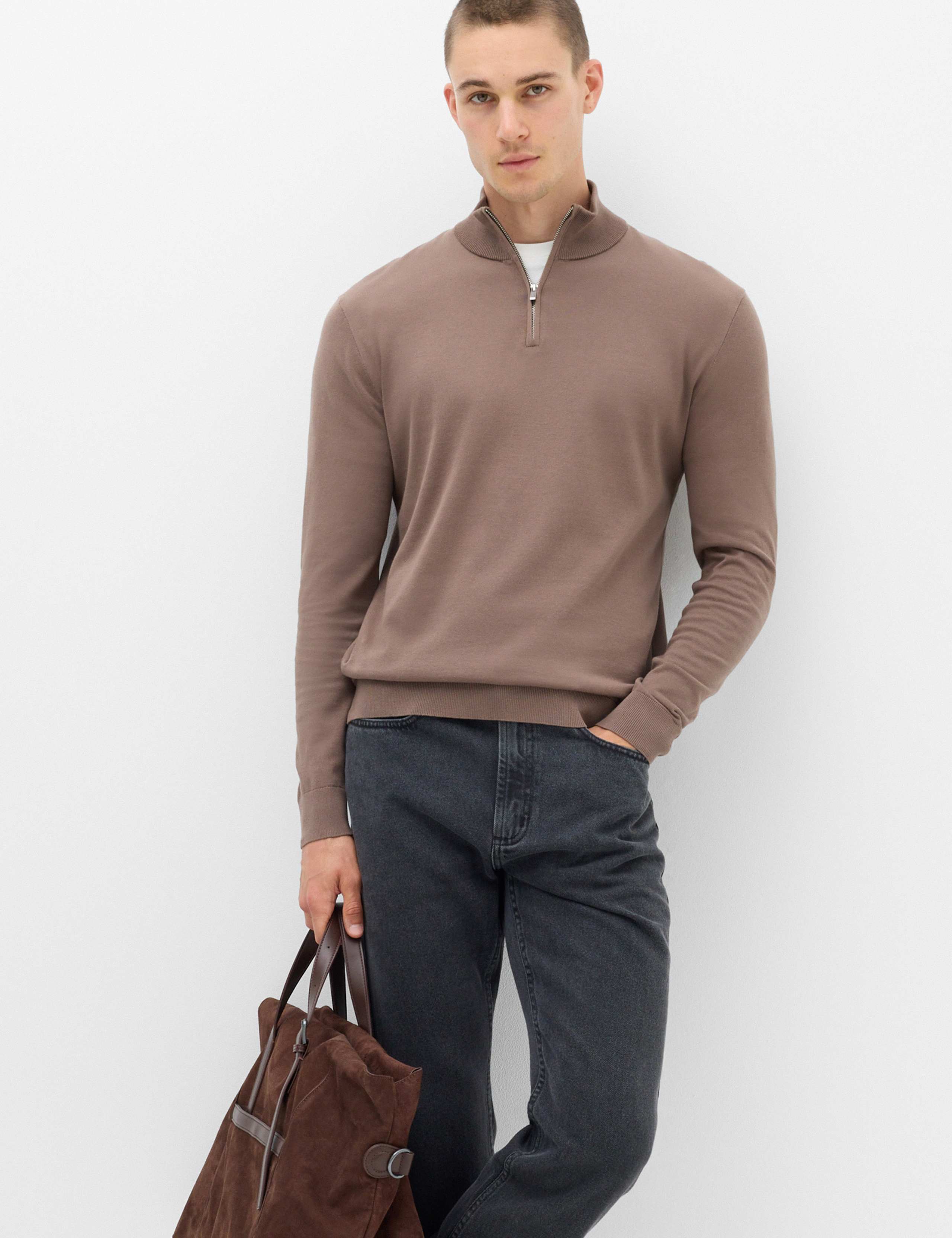 Pure Cotton Half Zip Jumper
