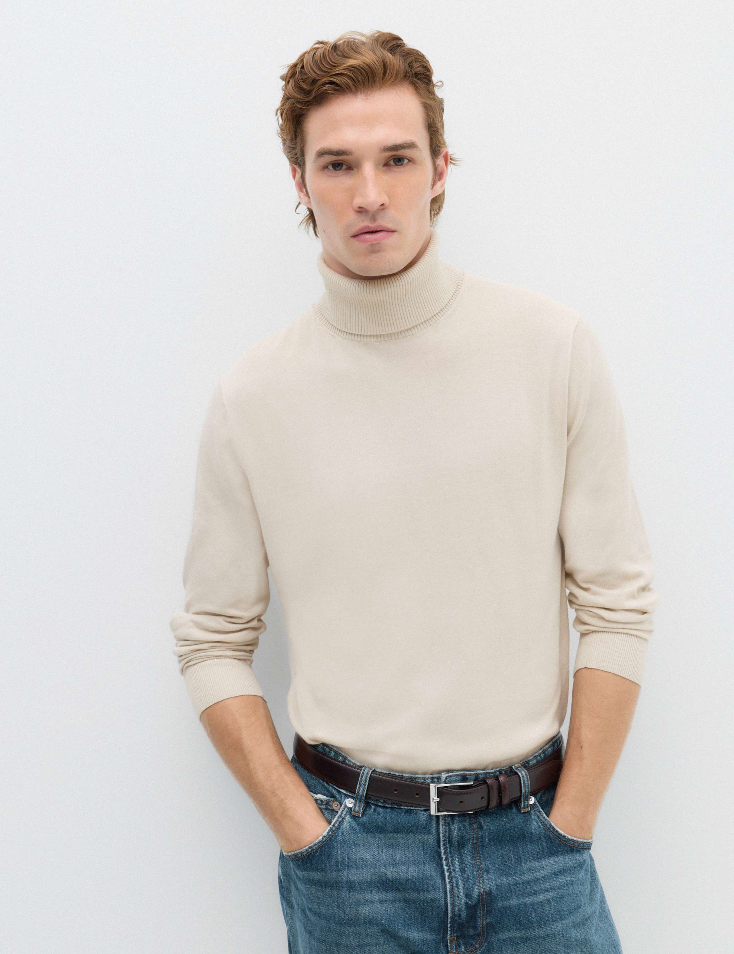 Pure Cotton Roll Neck Jumper