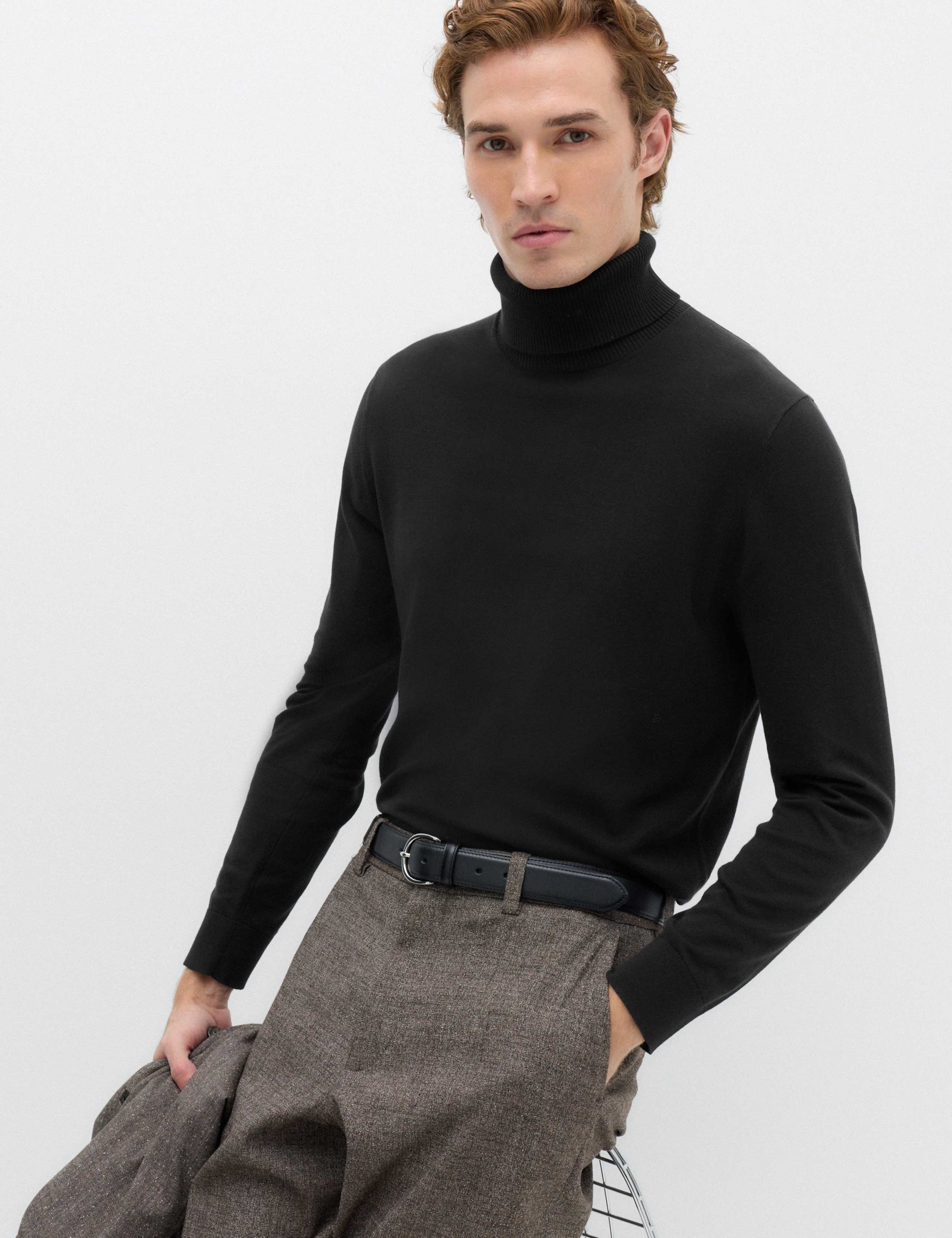 Pure Cotton Roll Neck Jumper