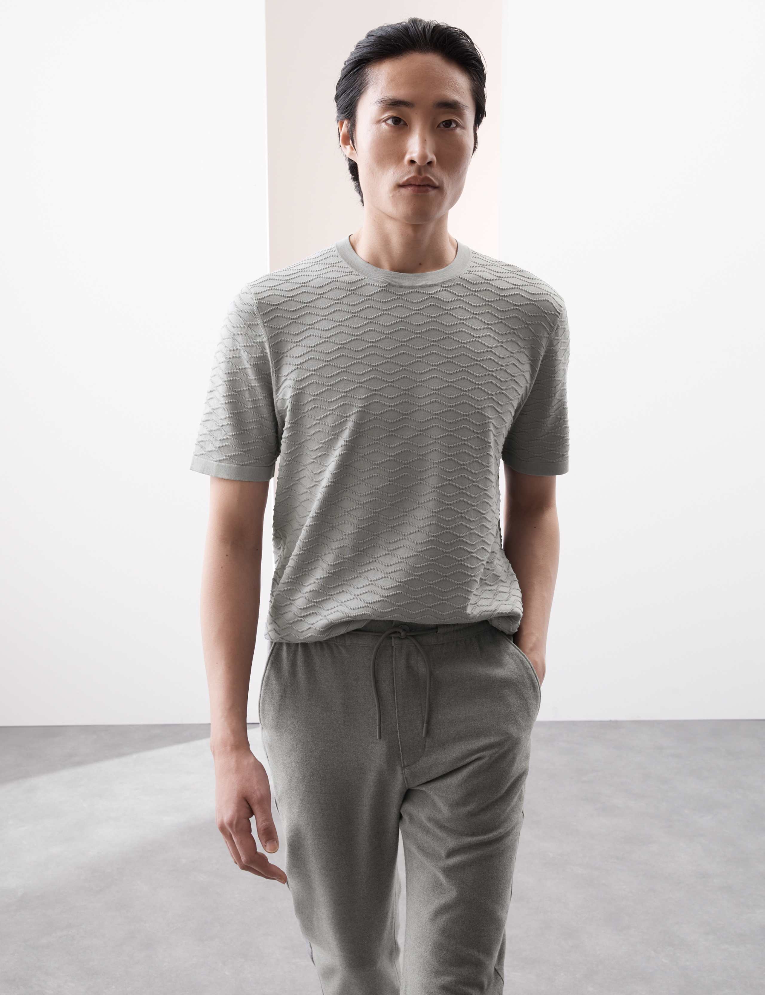 Cotton Rich Textured Knitted T-Shirt