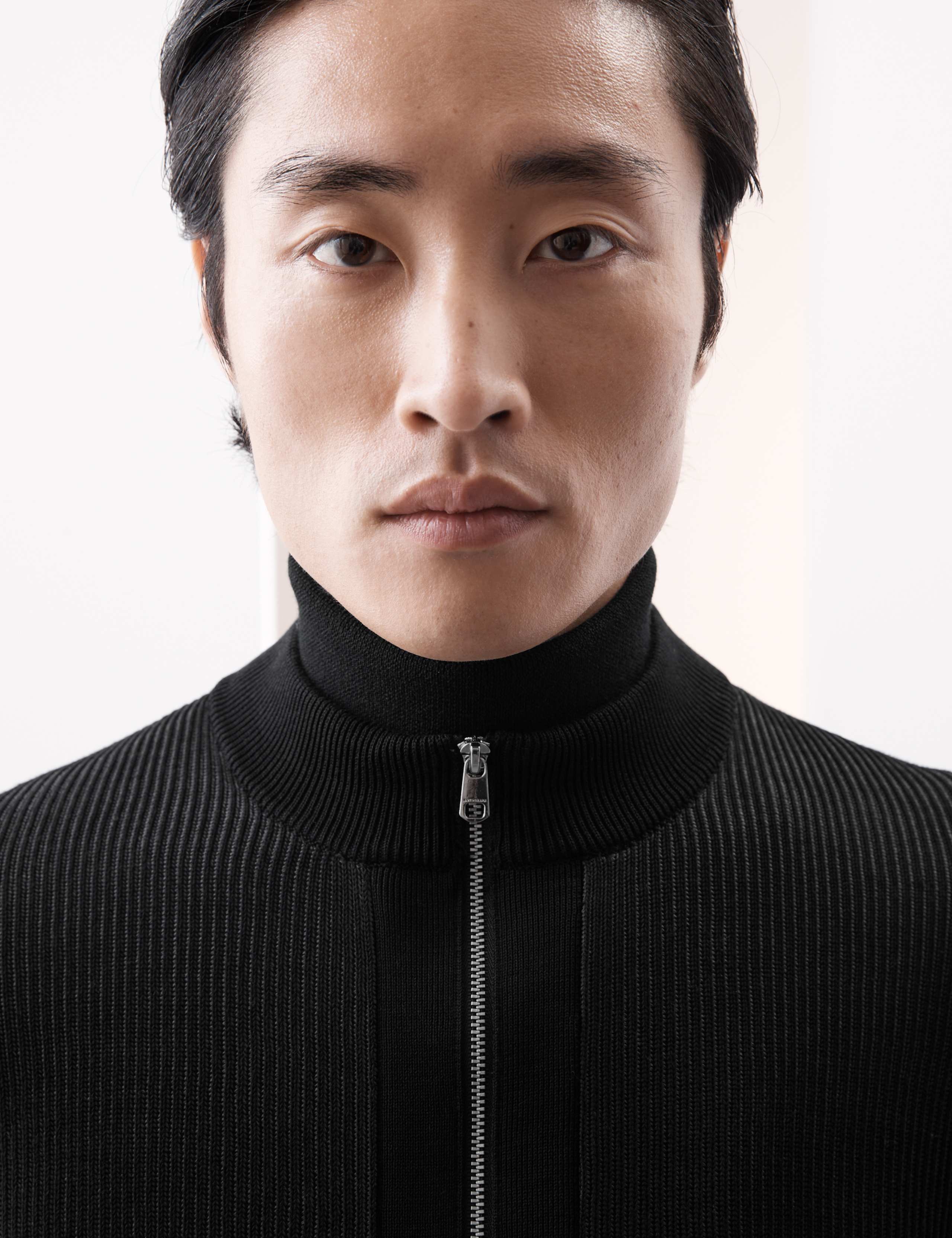 Mercerised Cotton Ribbed Knitted Jacket