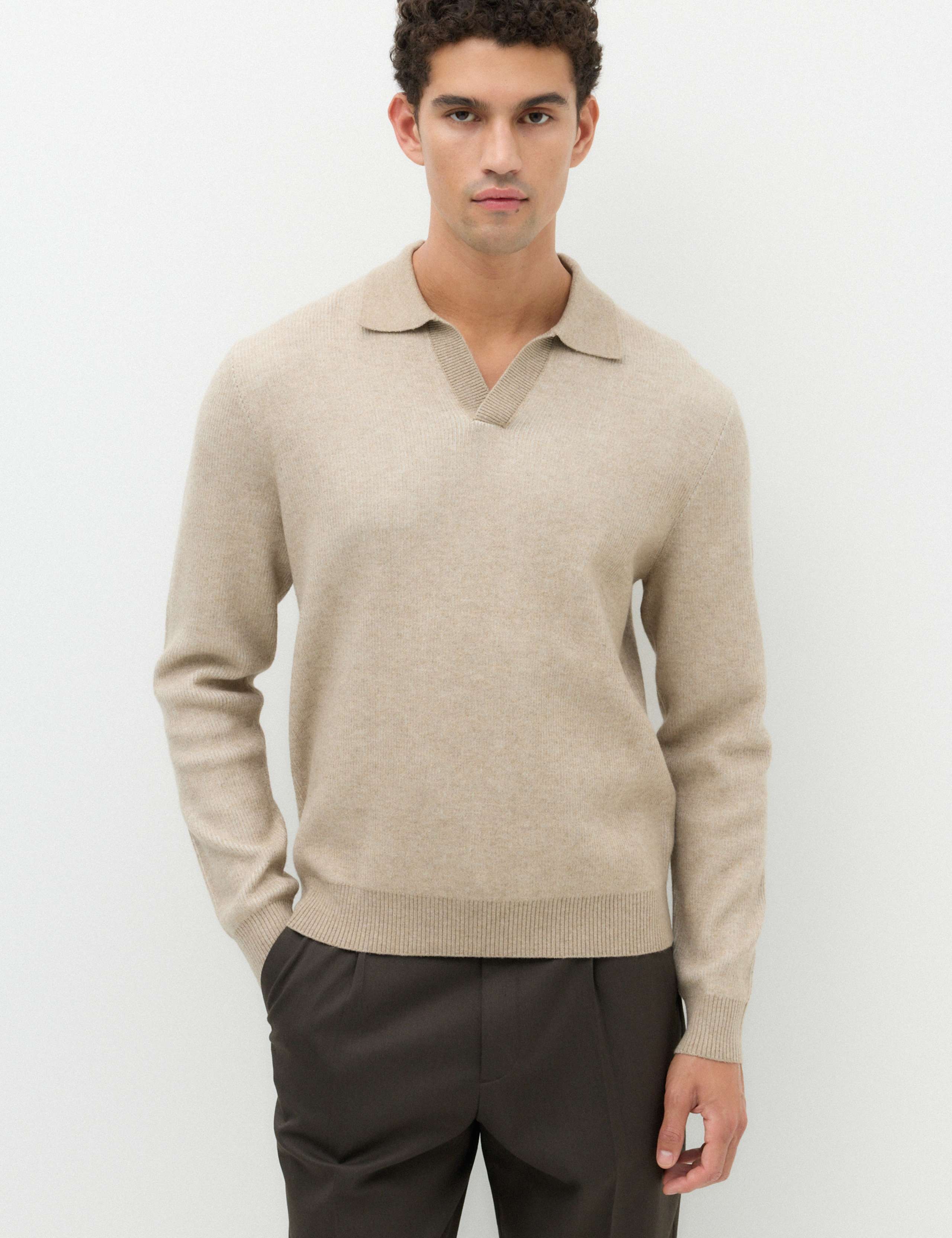 Air Yarn Plaited Open Neck Jumper