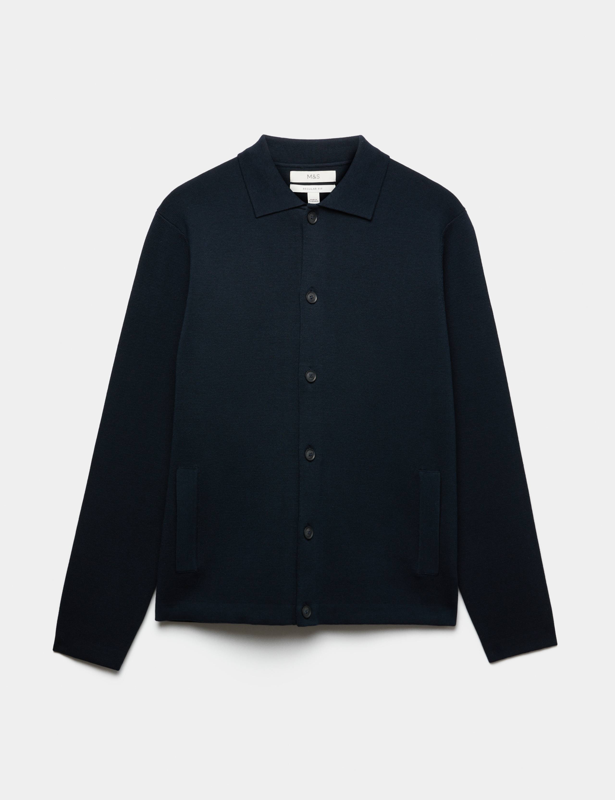 Cotton Blend Milano Knit Overshirt
