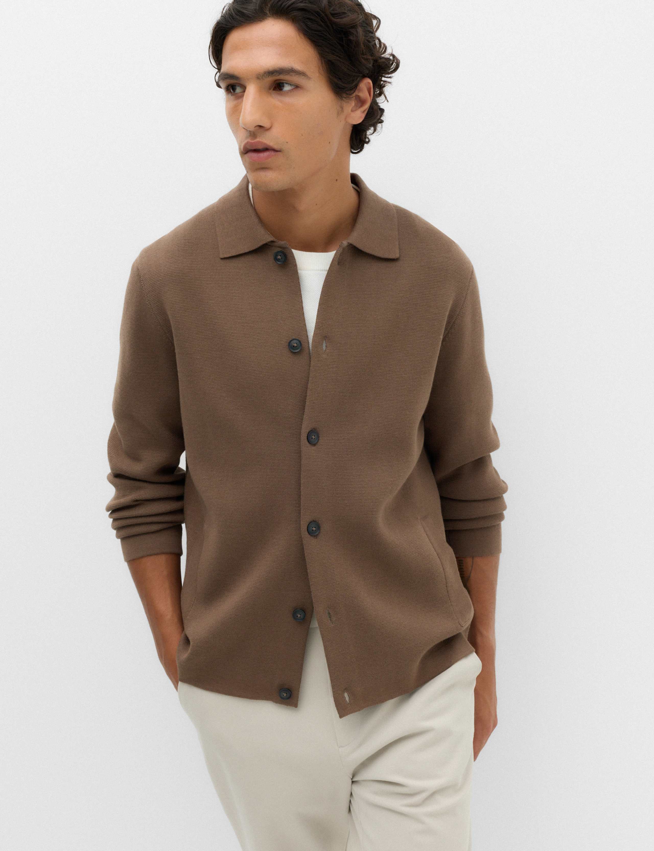 Cotton Blend Milano Knit Overshirt