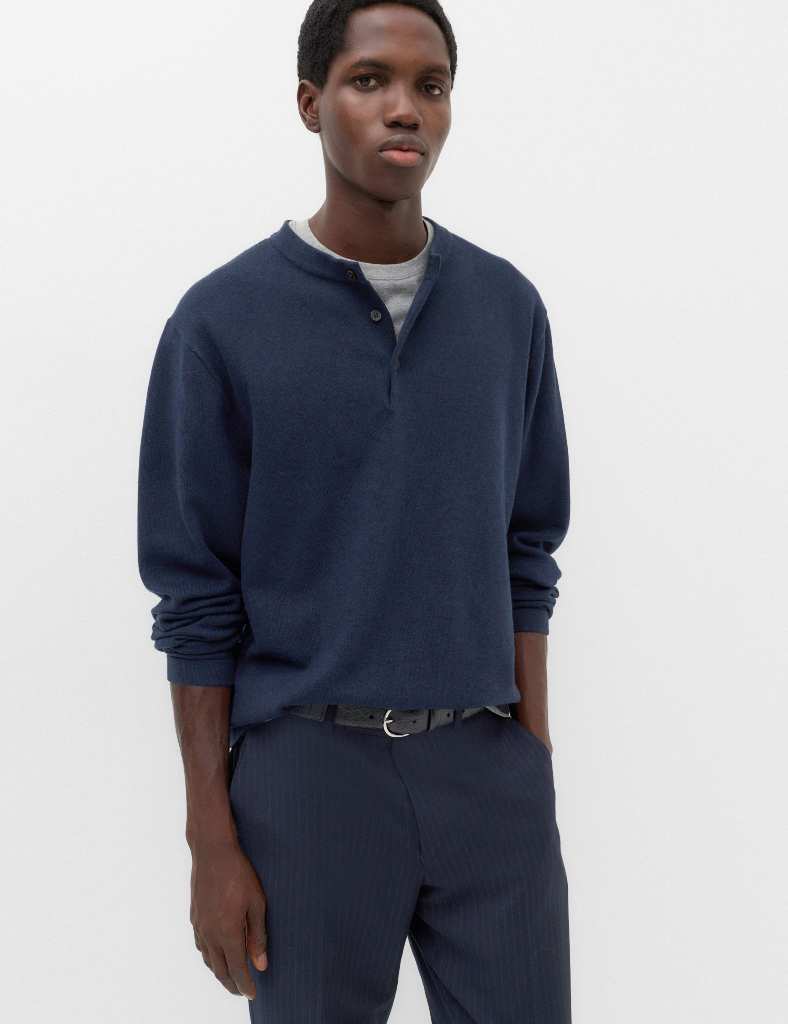 Air-Yarn Relaxed Henley Jumper