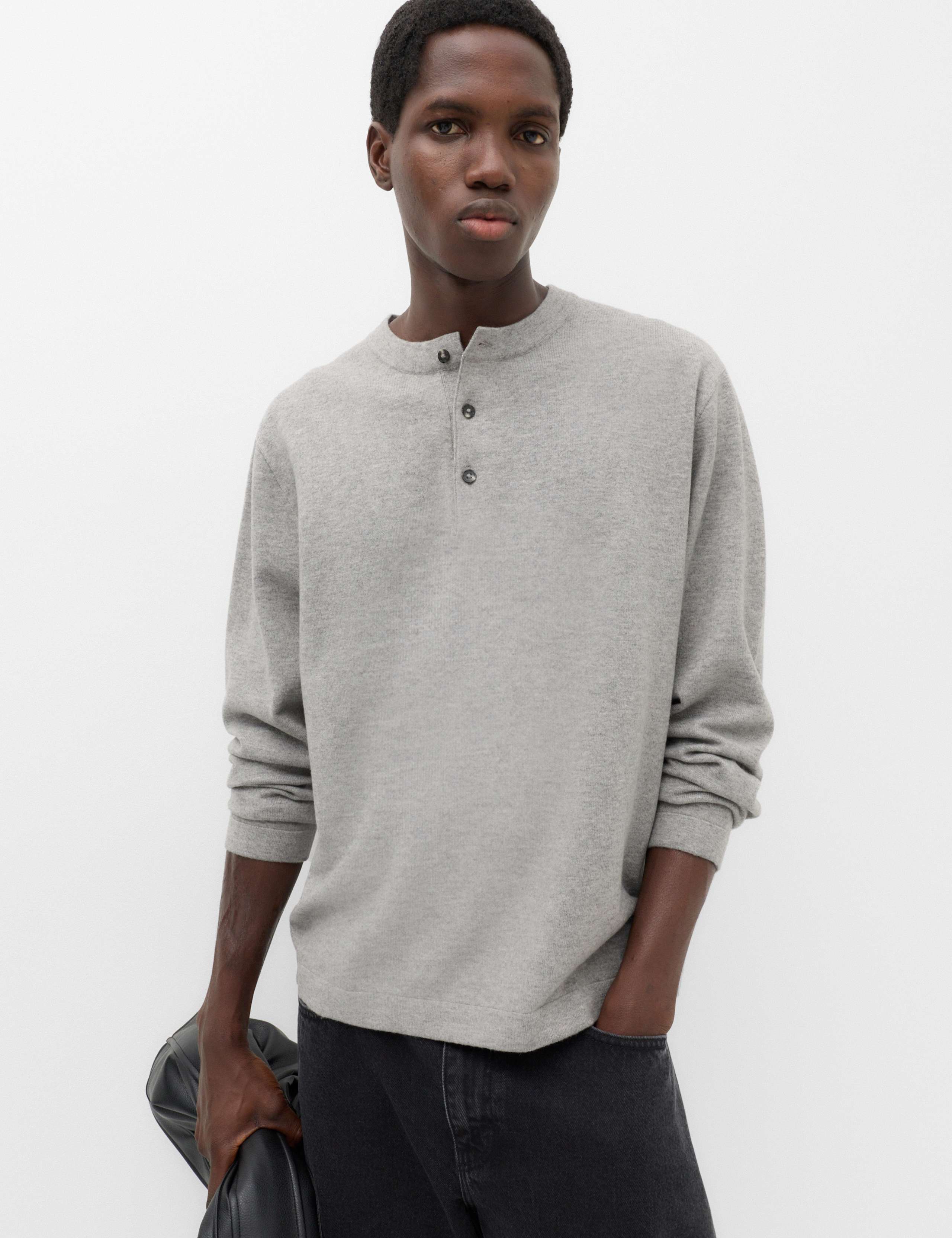 Air-Yarn Relaxed Henley Jumper