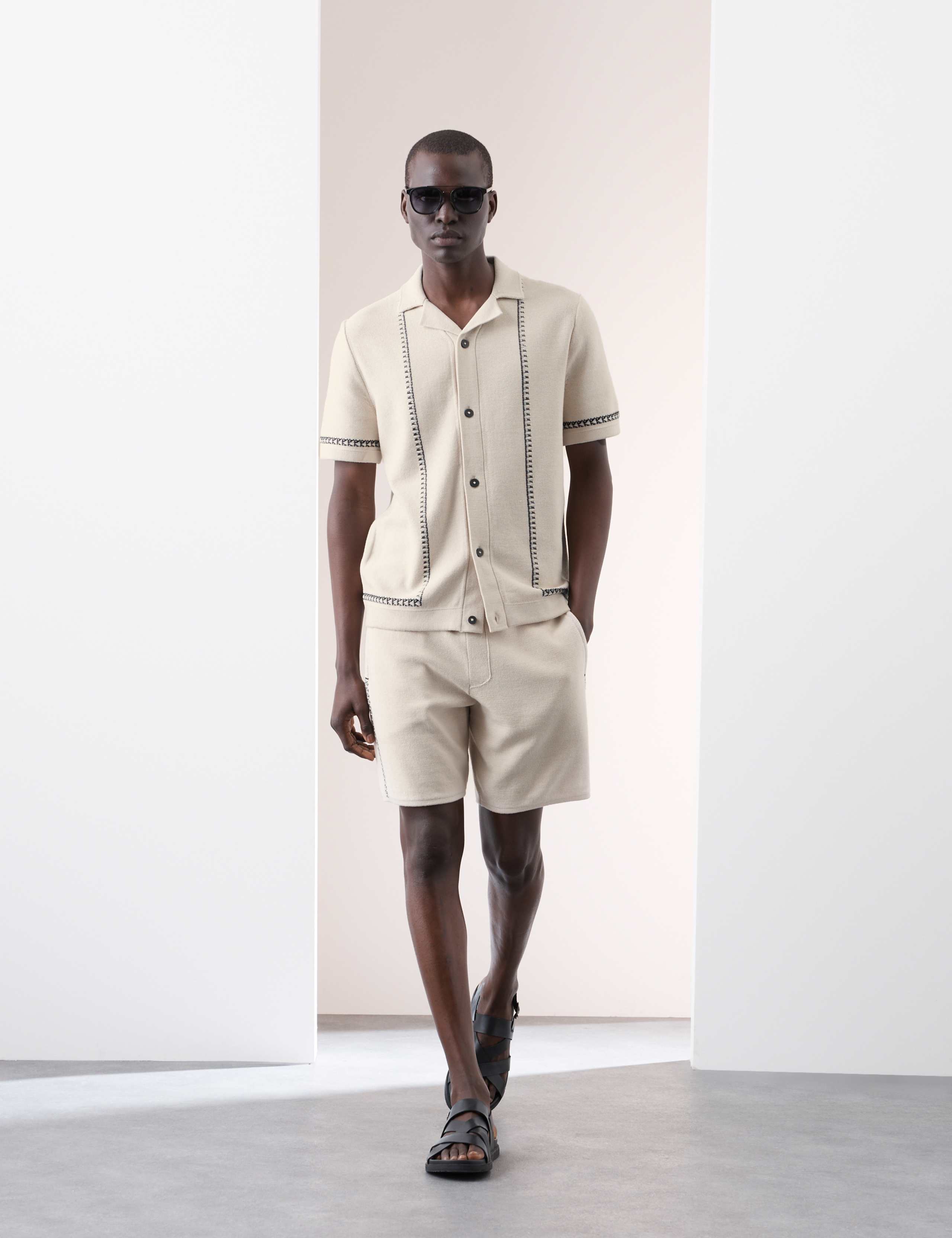 Pure Cotton Cuban Collar Knitted Polo Shirt
