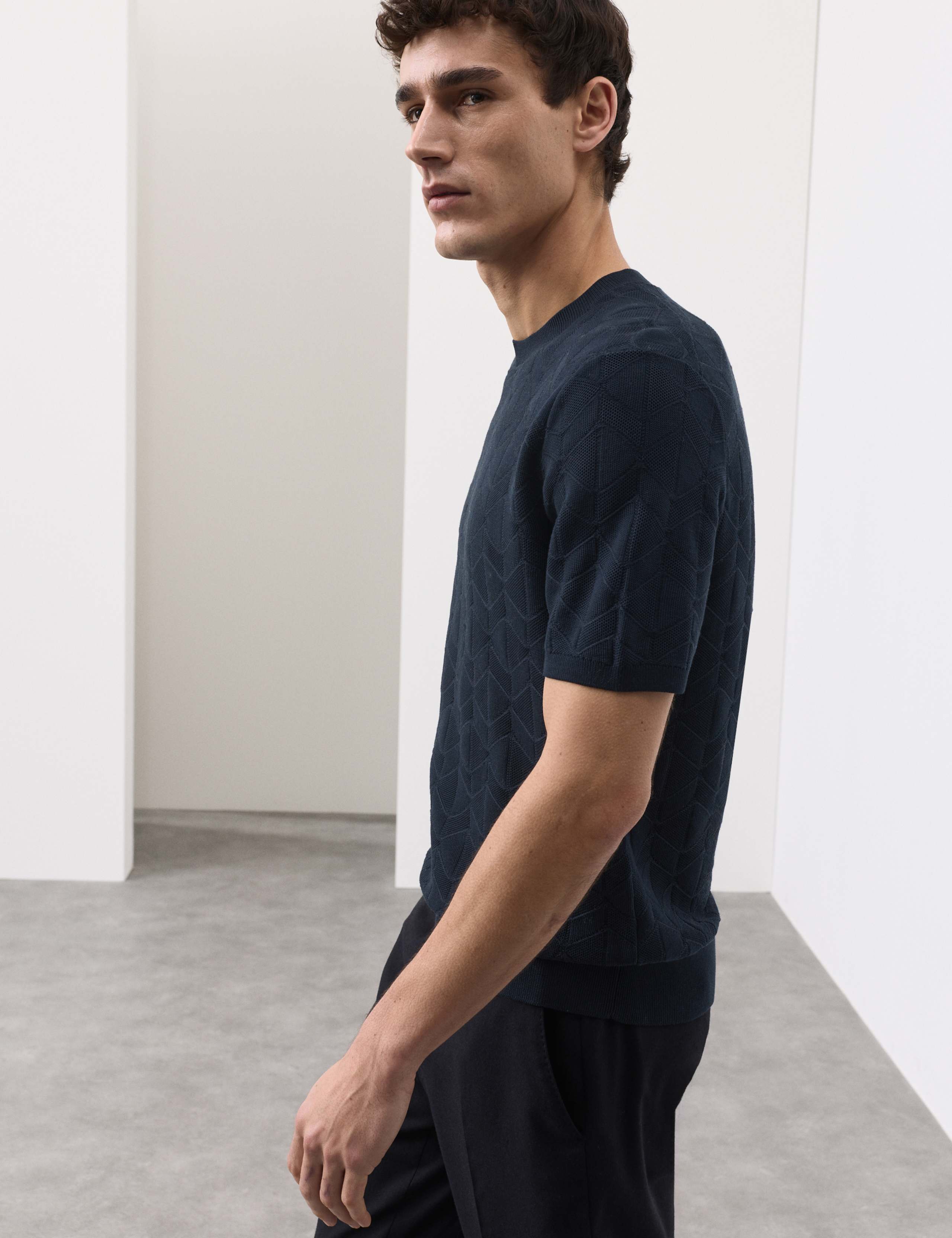 Mercerised Cotton Geometric Knitted T-shirt