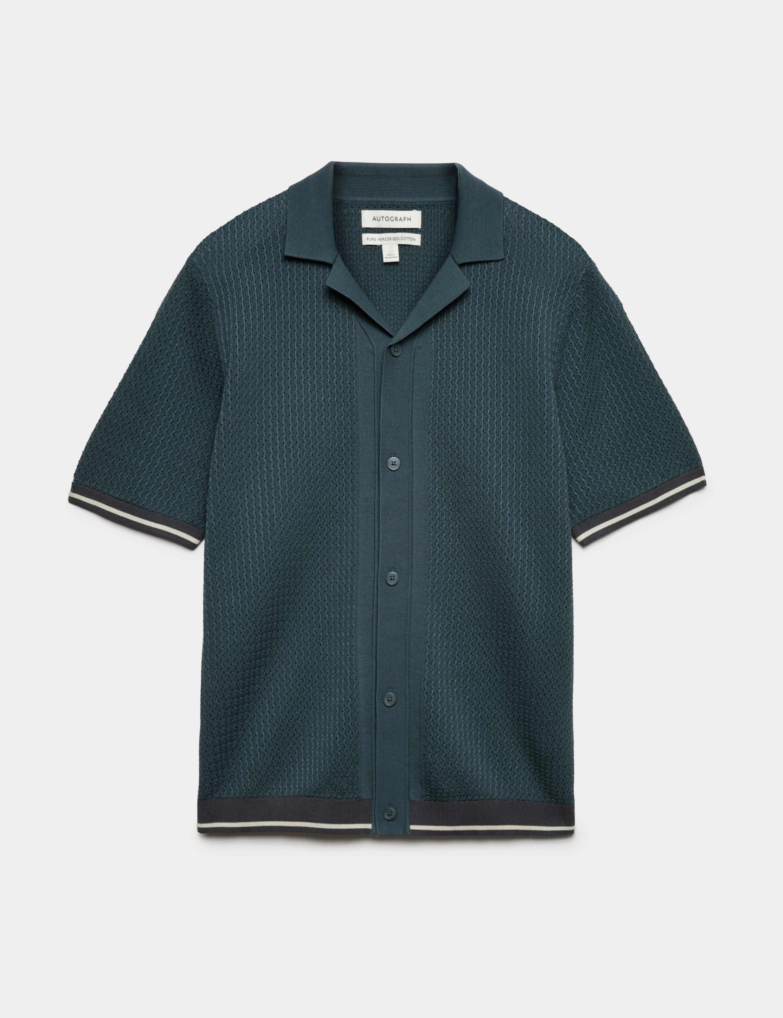 Tipped Button Through Revere Polo Shirt