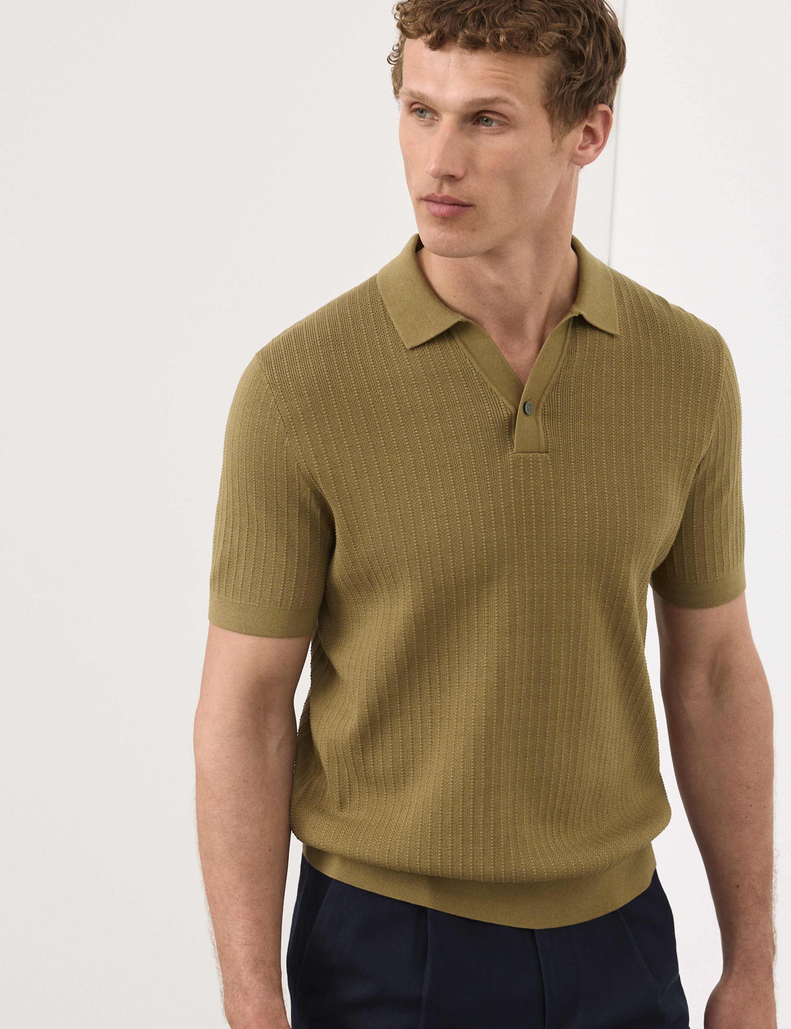 Mercerised Cotton Knitted Polo Shirt