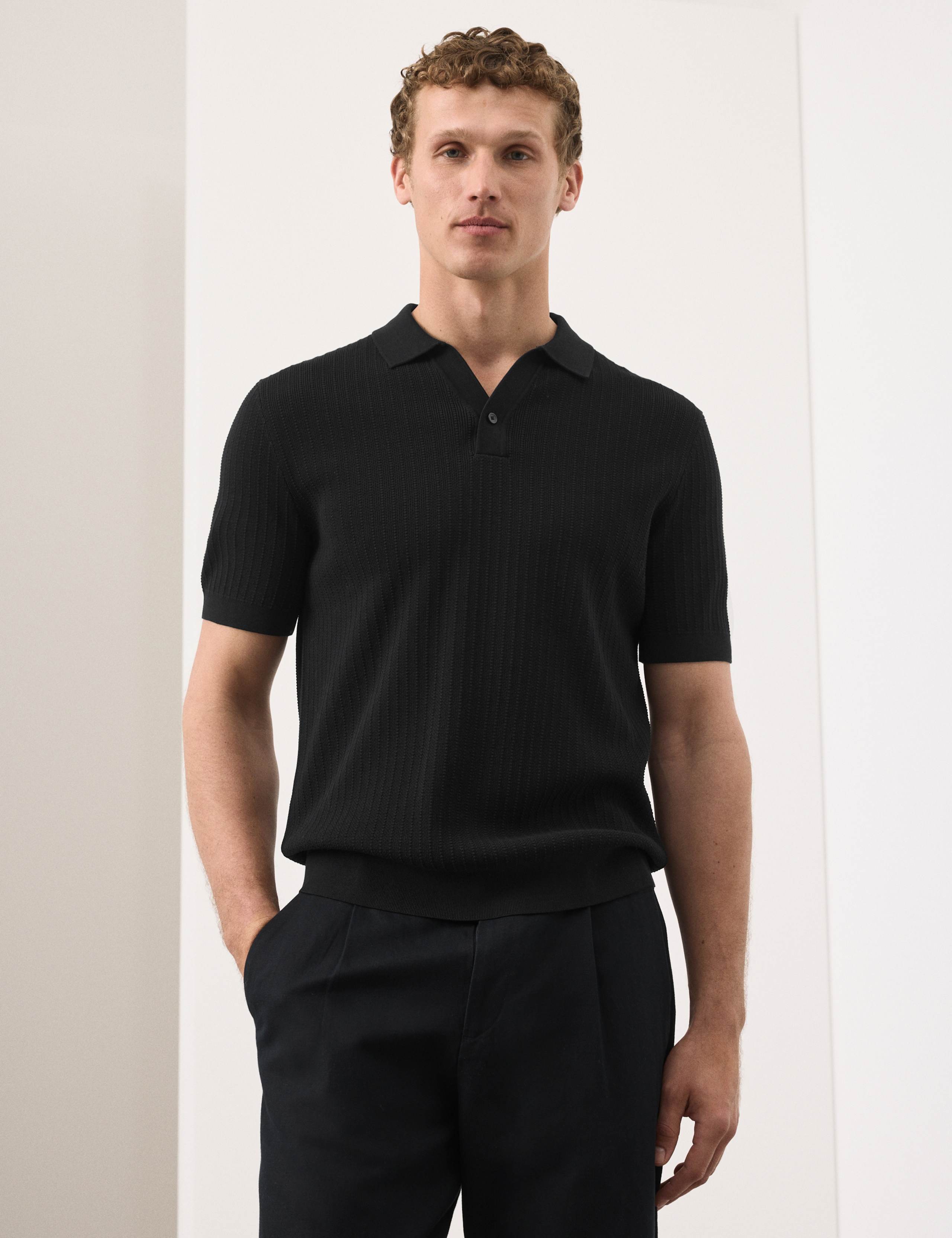 Mercerised Cotton Knitted Polo Shirt