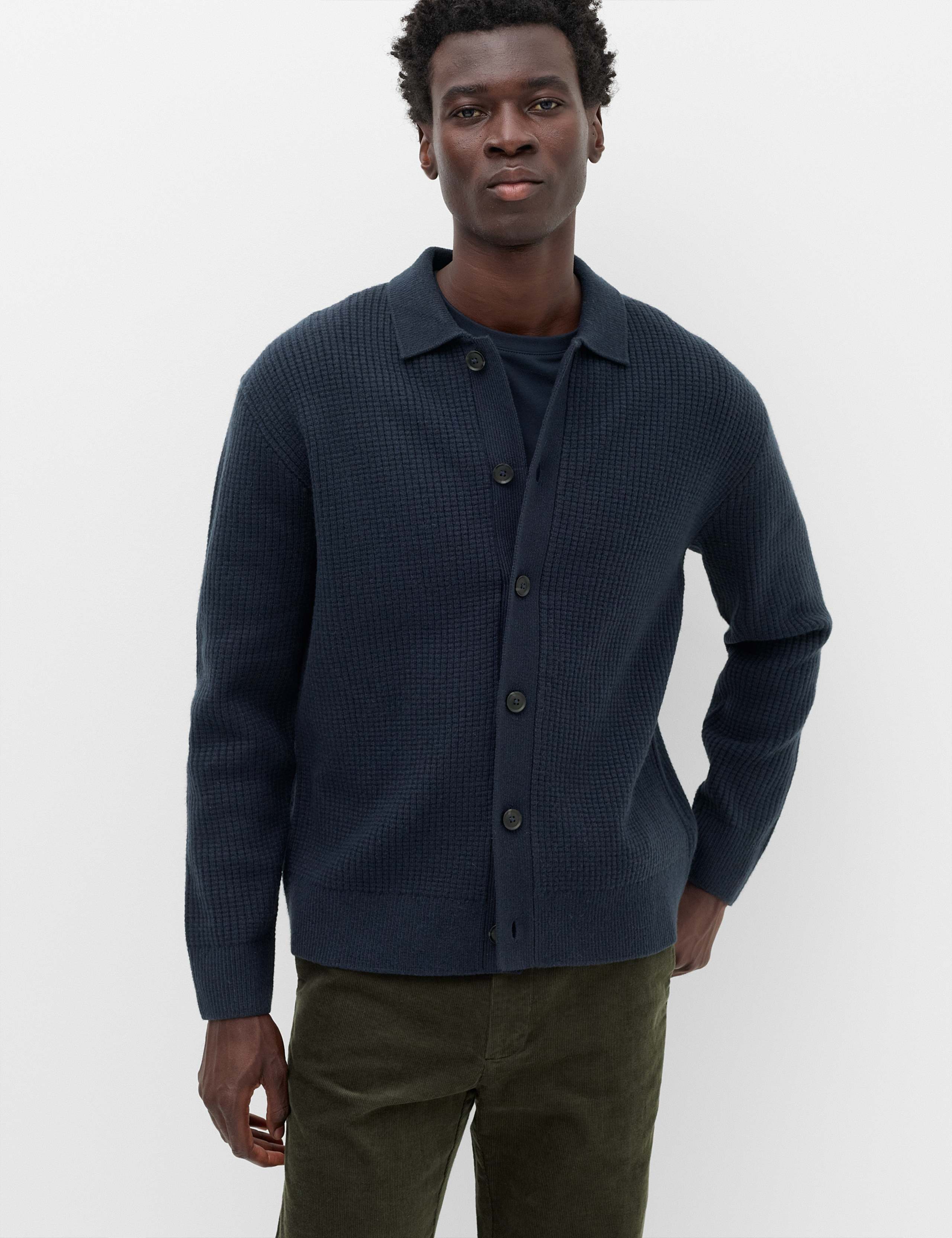 Air Yarn Cable Knit Button Through Cardigan