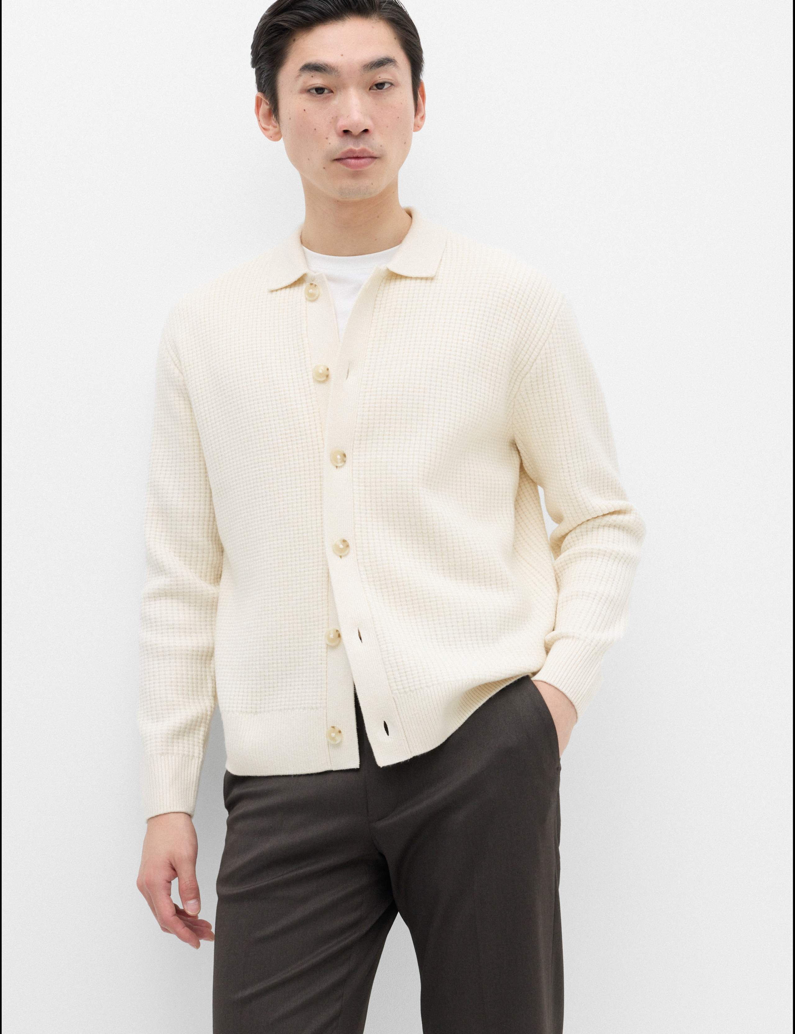 Air Yarn Cable Knit Button Through Cardigan