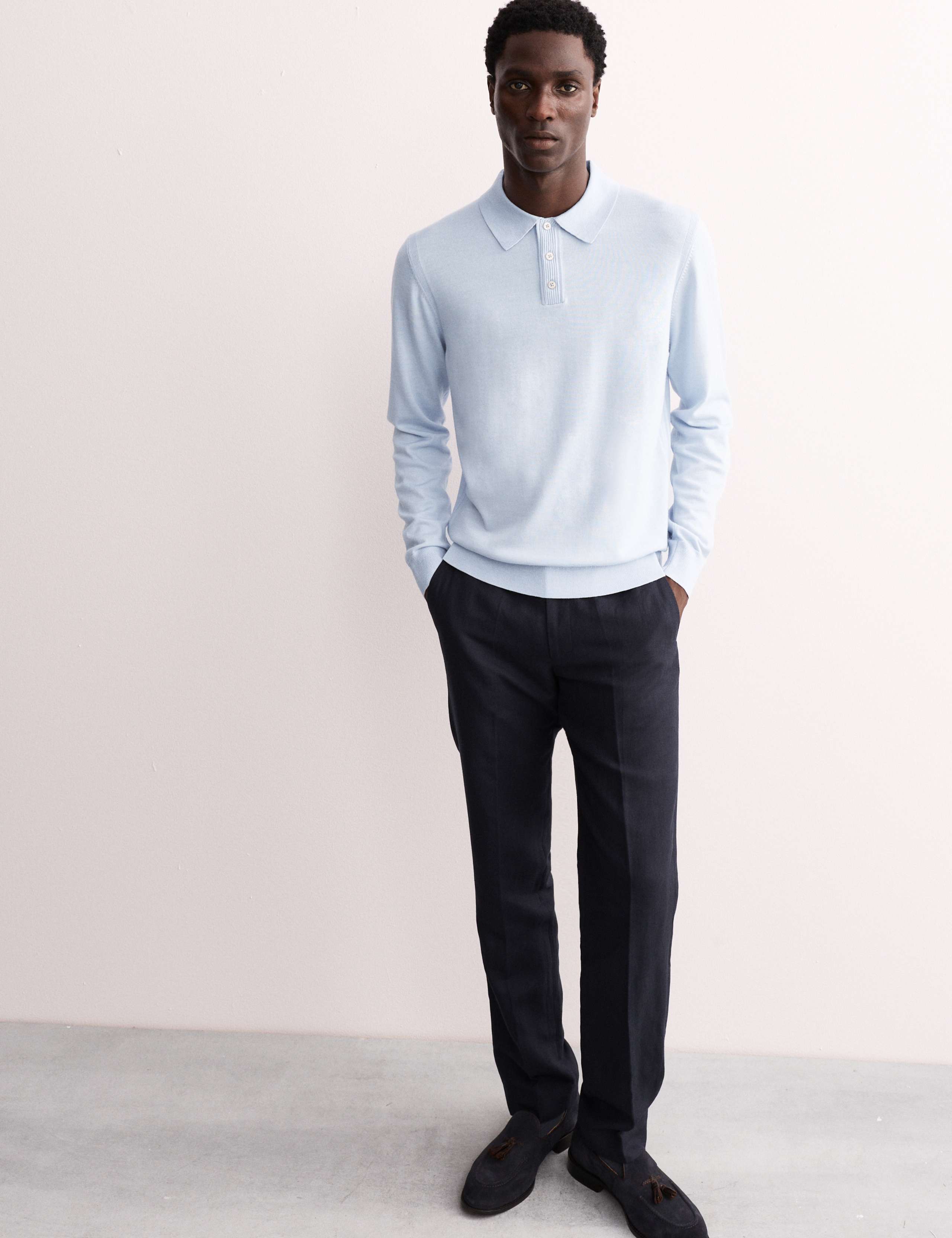 Merino Wool Rich with Silk Knitted Polo Shirt