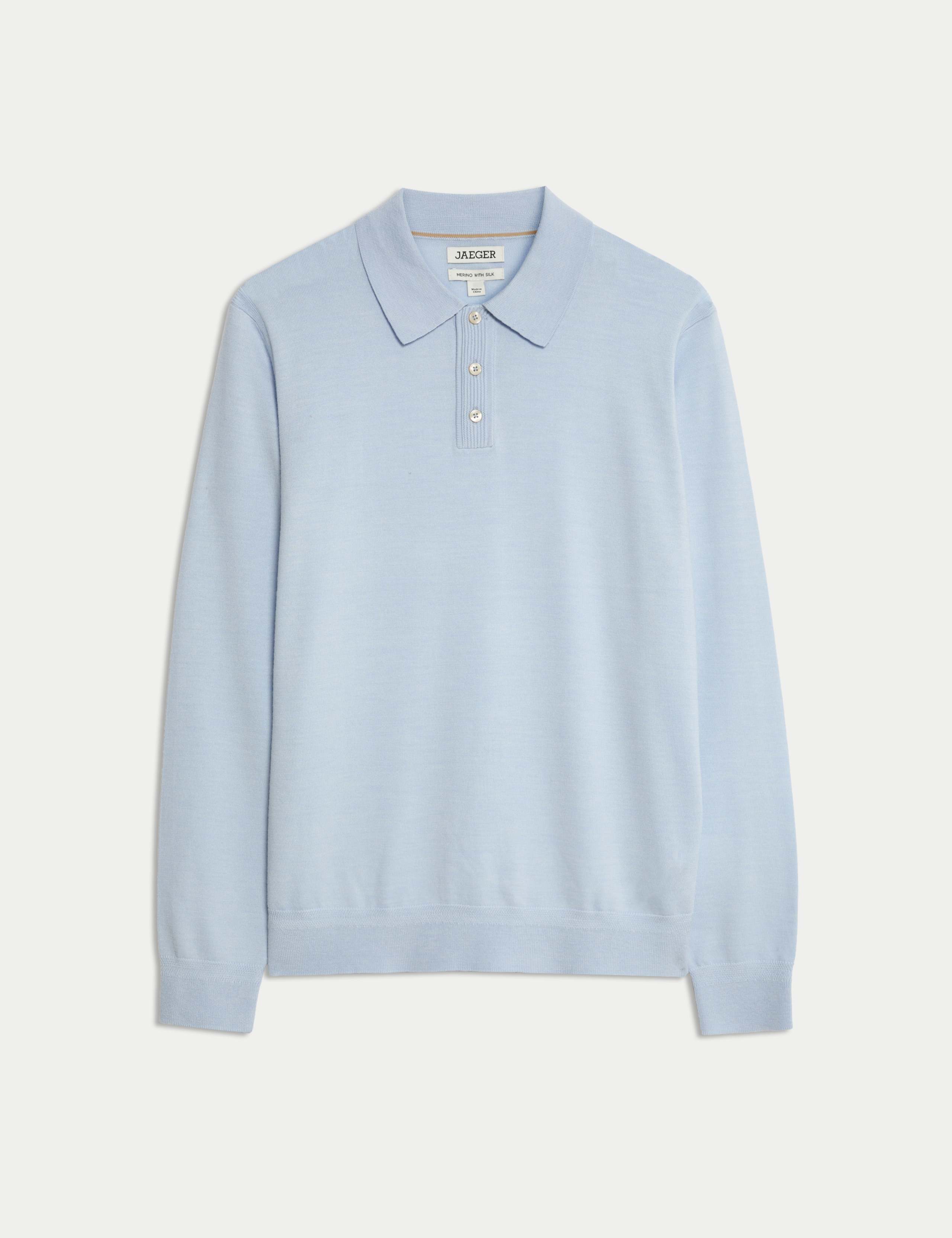 Extra Fine Merino Silk Button Polo Shirt