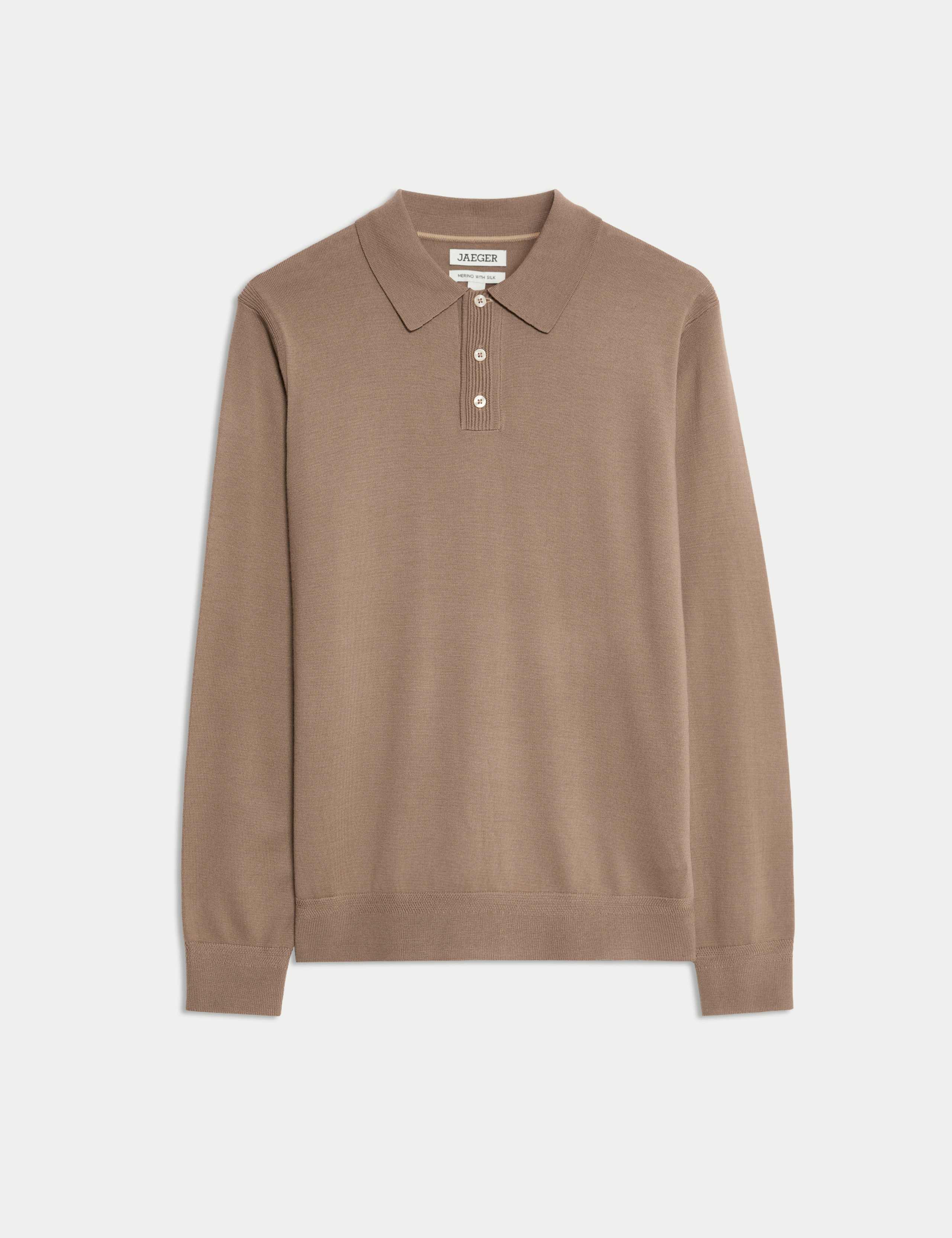 Extra Fine Merino Silk Button Polo Shirt