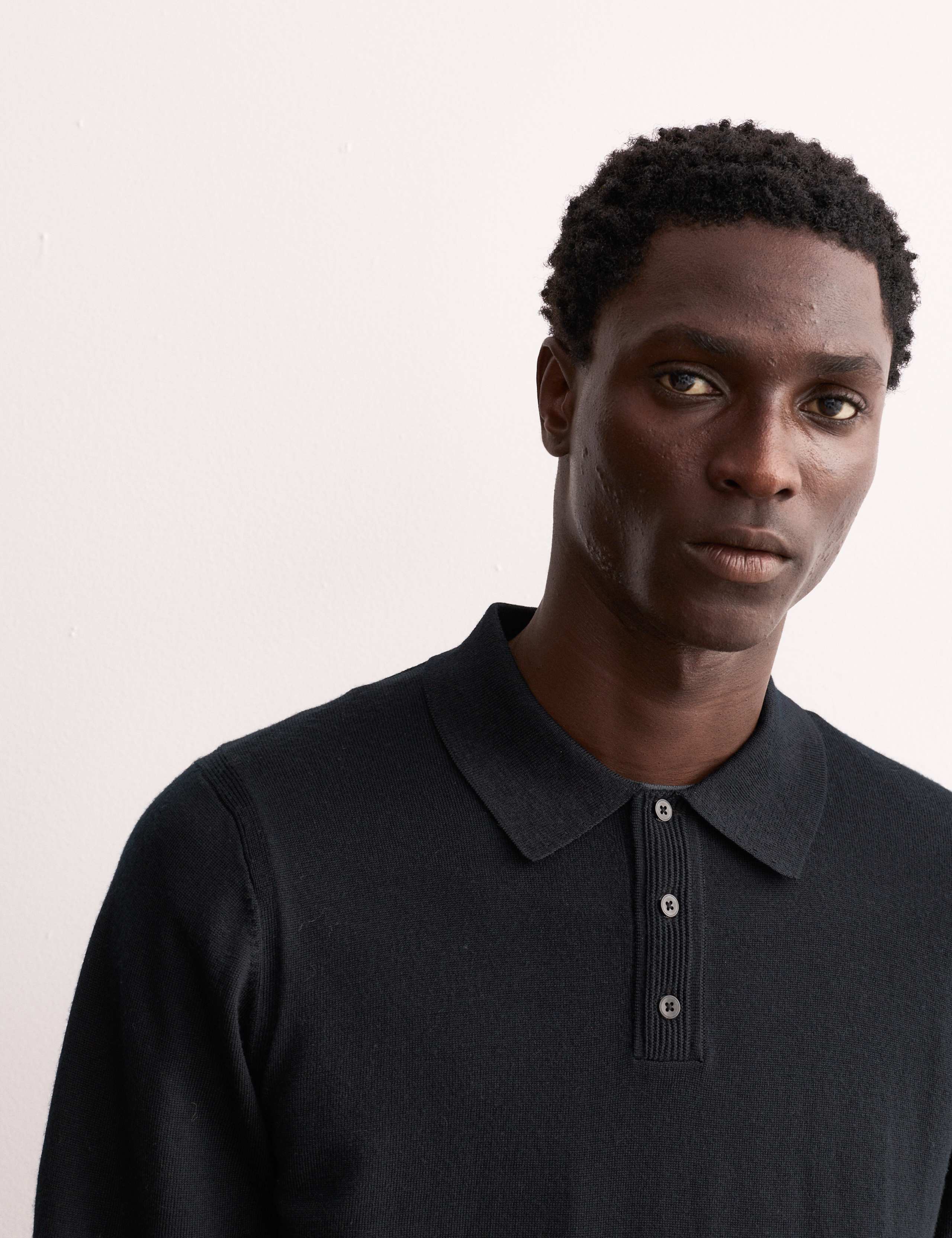 Extra Fine Merino Silk Button Polo Shirt